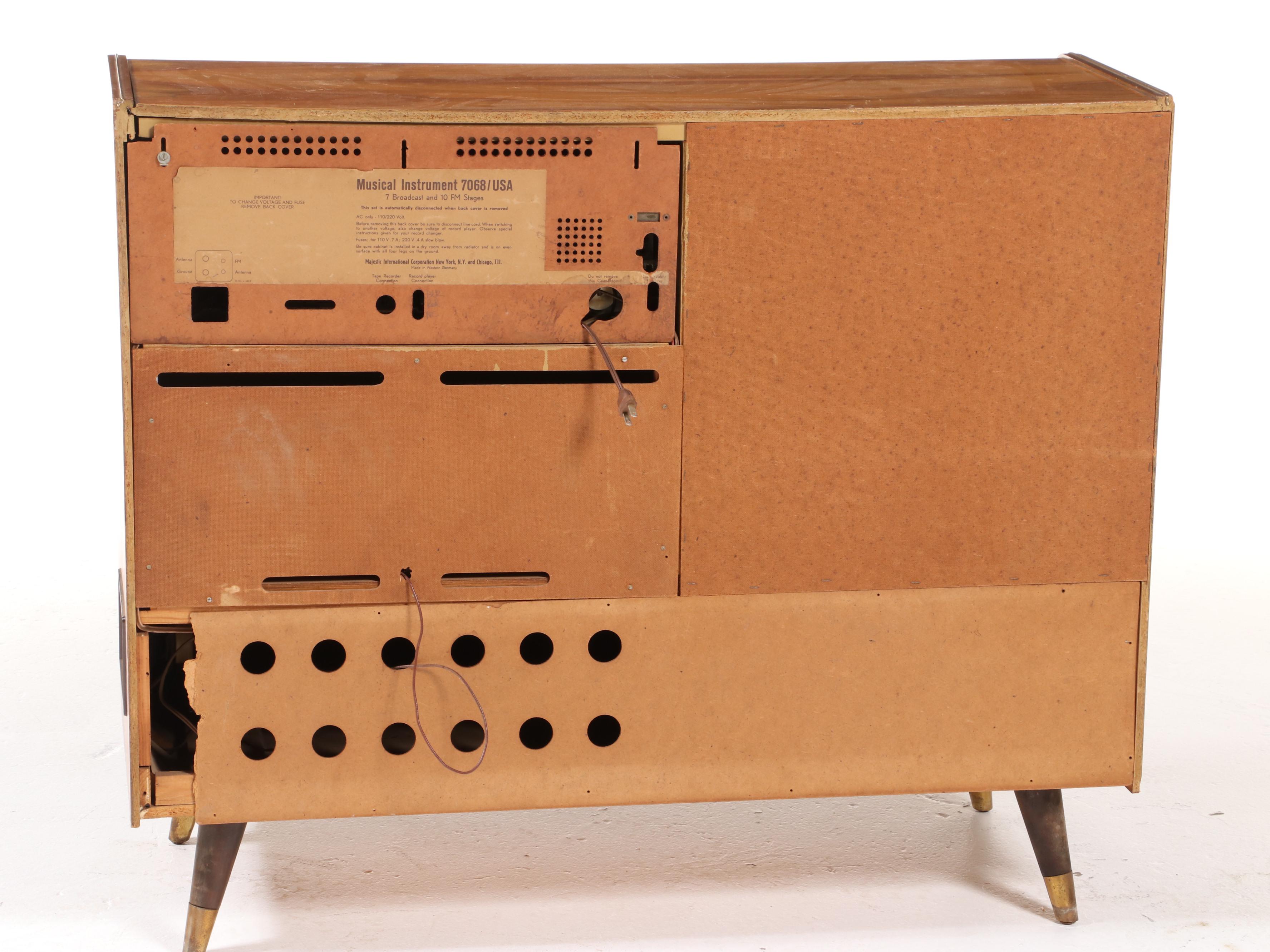 Grundig-Majestic "7068" Mid Century Modern Walnut Console Stereo/Record Player