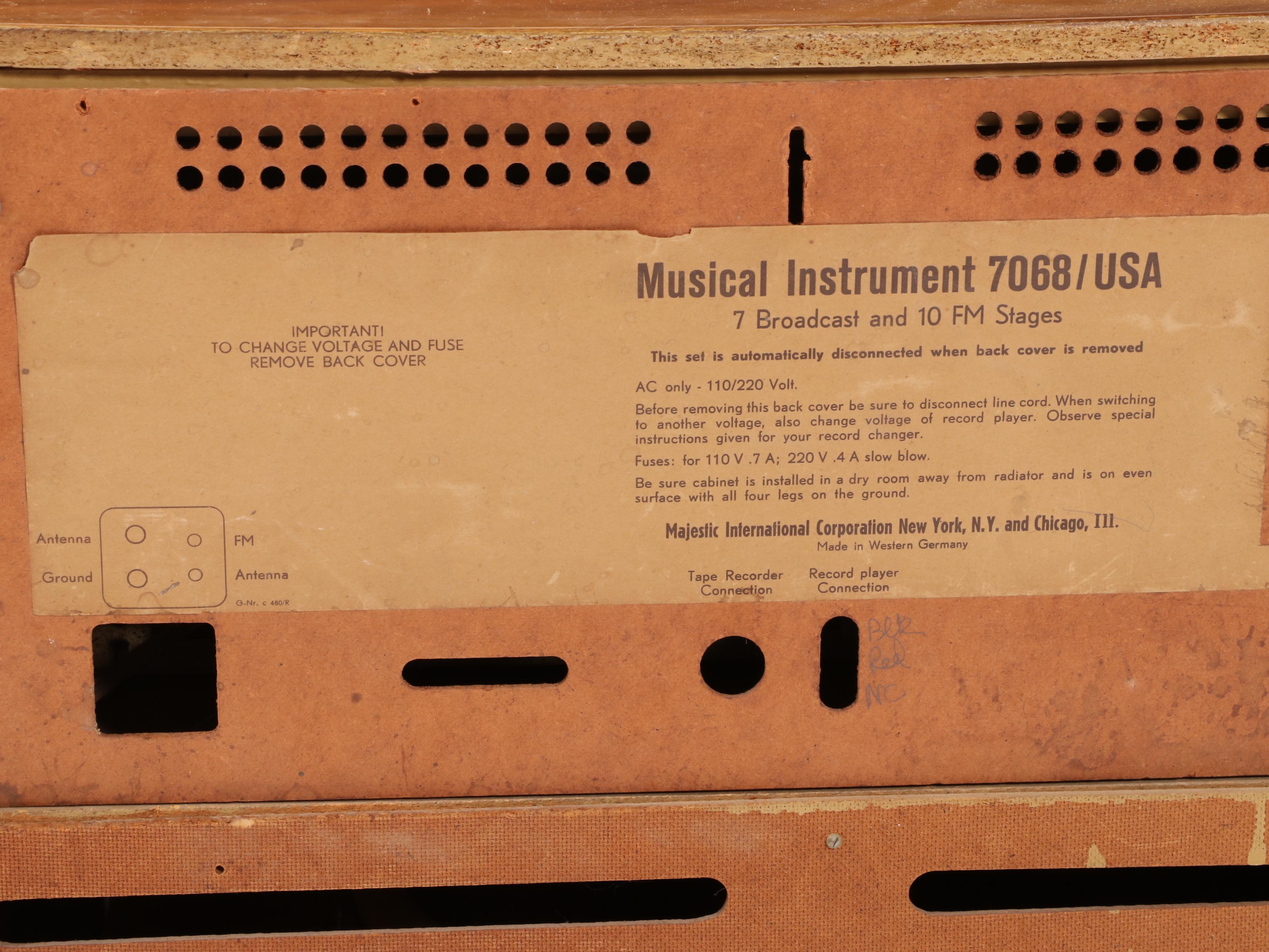 Grundig-Majestic "7068" Mid Century Modern Walnut Console Stereo/Record Player