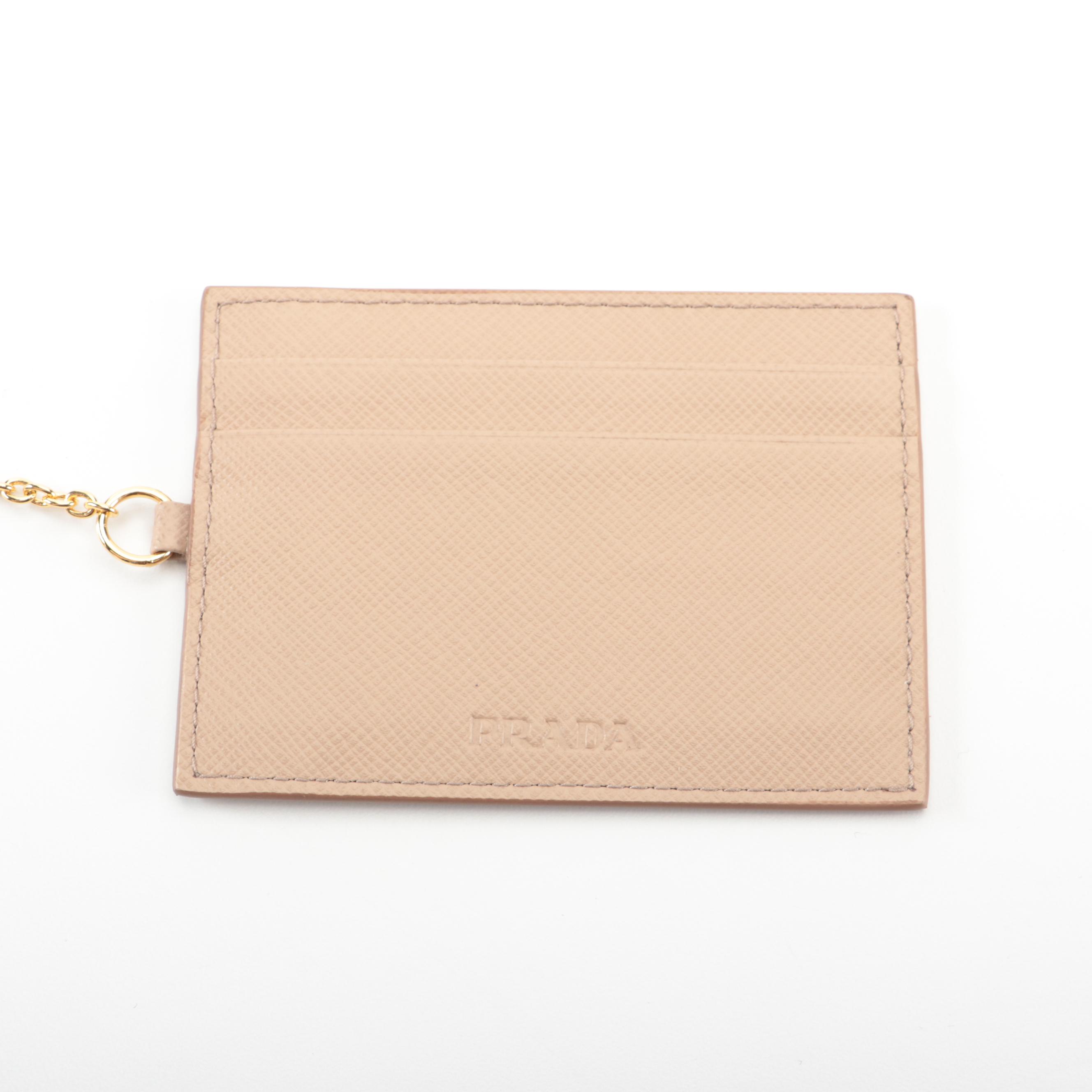 Prada Long Wallet with Bow in Dark Beige Saffiano Leather and Box