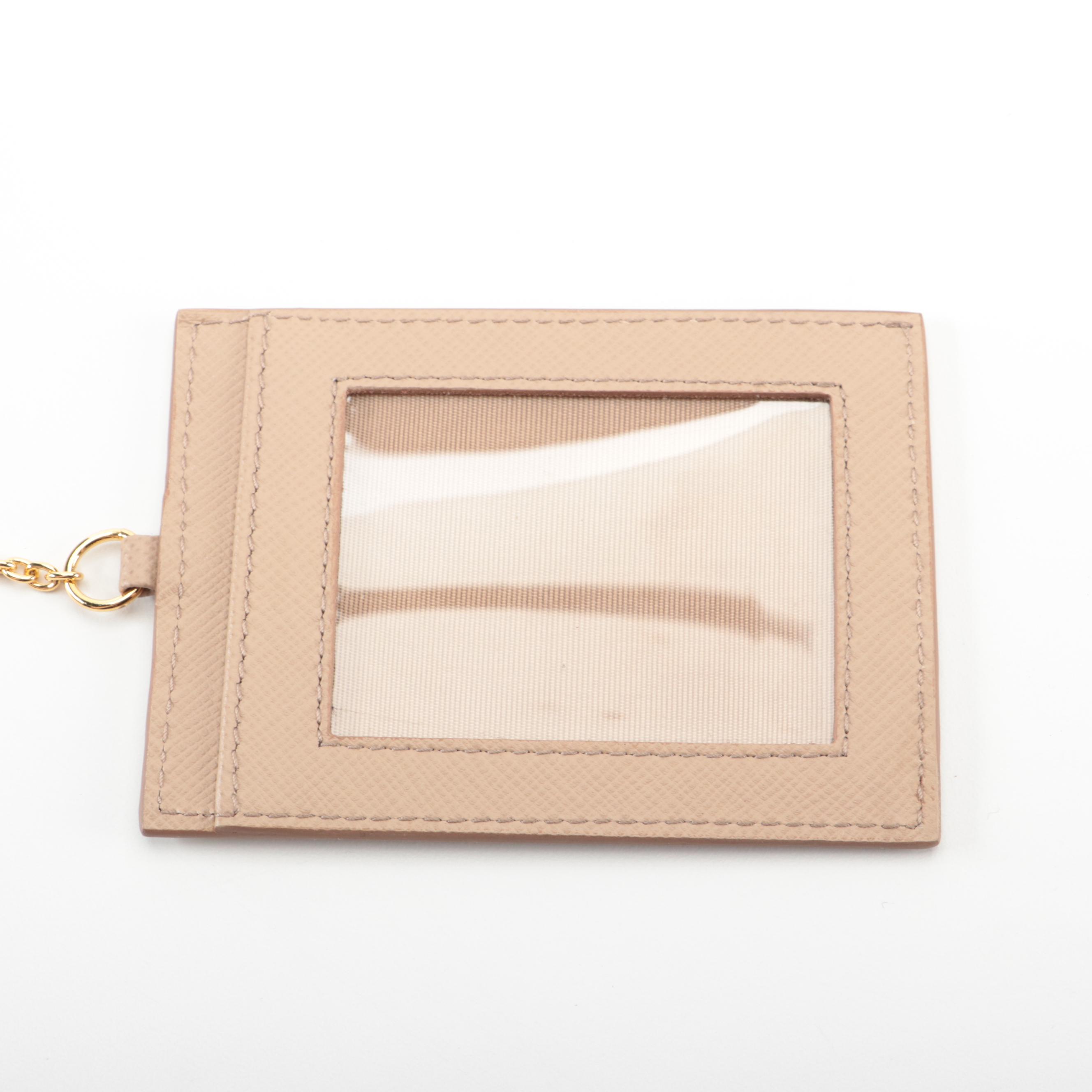 Prada Long Wallet with Bow in Dark Beige Saffiano Leather and Box