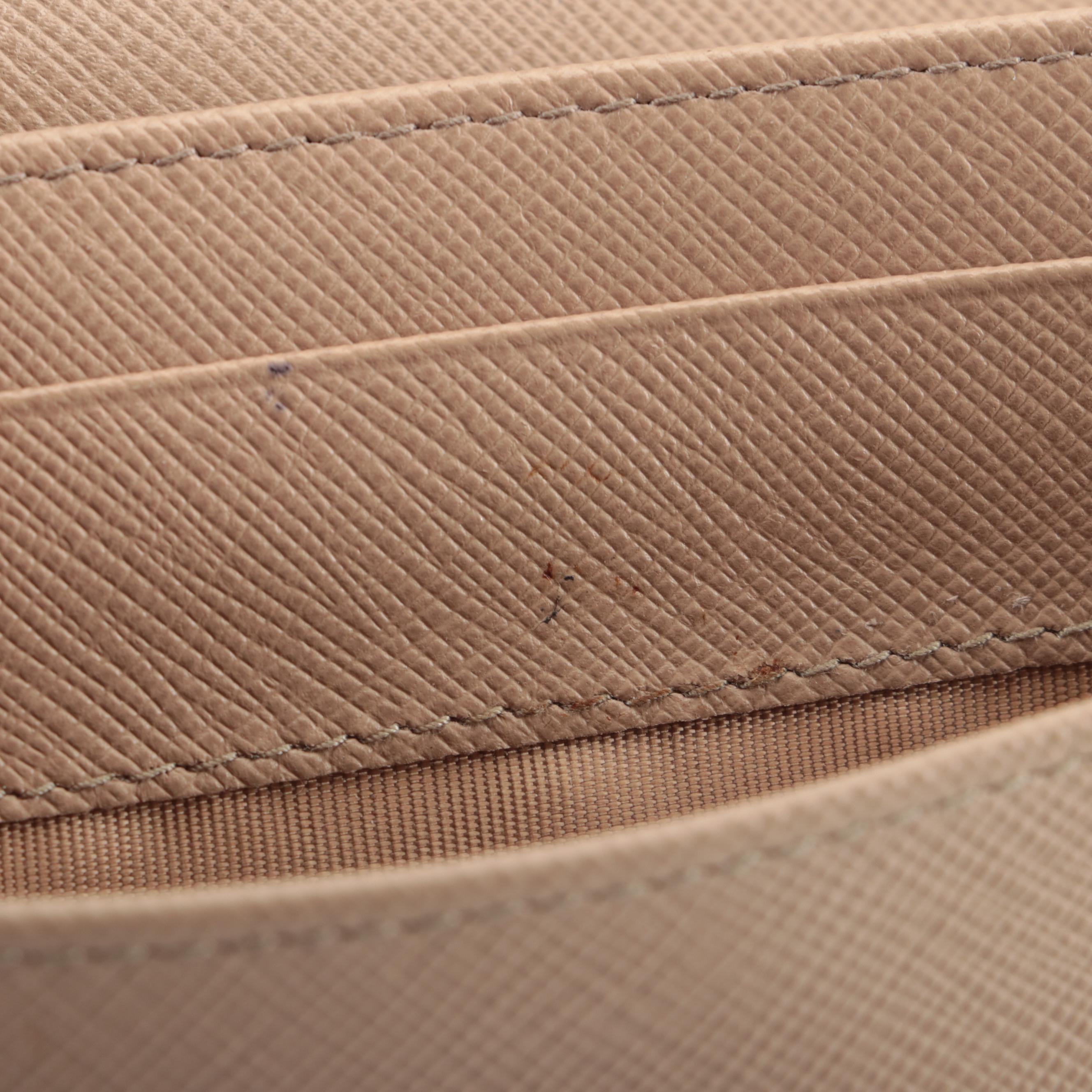 Prada Long Wallet with Bow in Dark Beige Saffiano Leather and Box