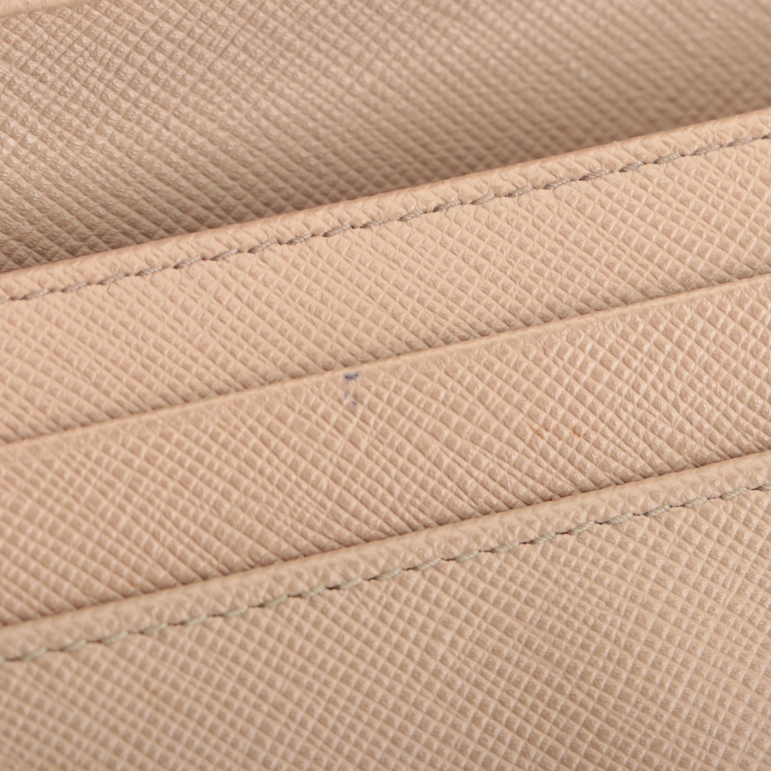 Prada Long Wallet with Bow in Dark Beige Saffiano Leather and Box