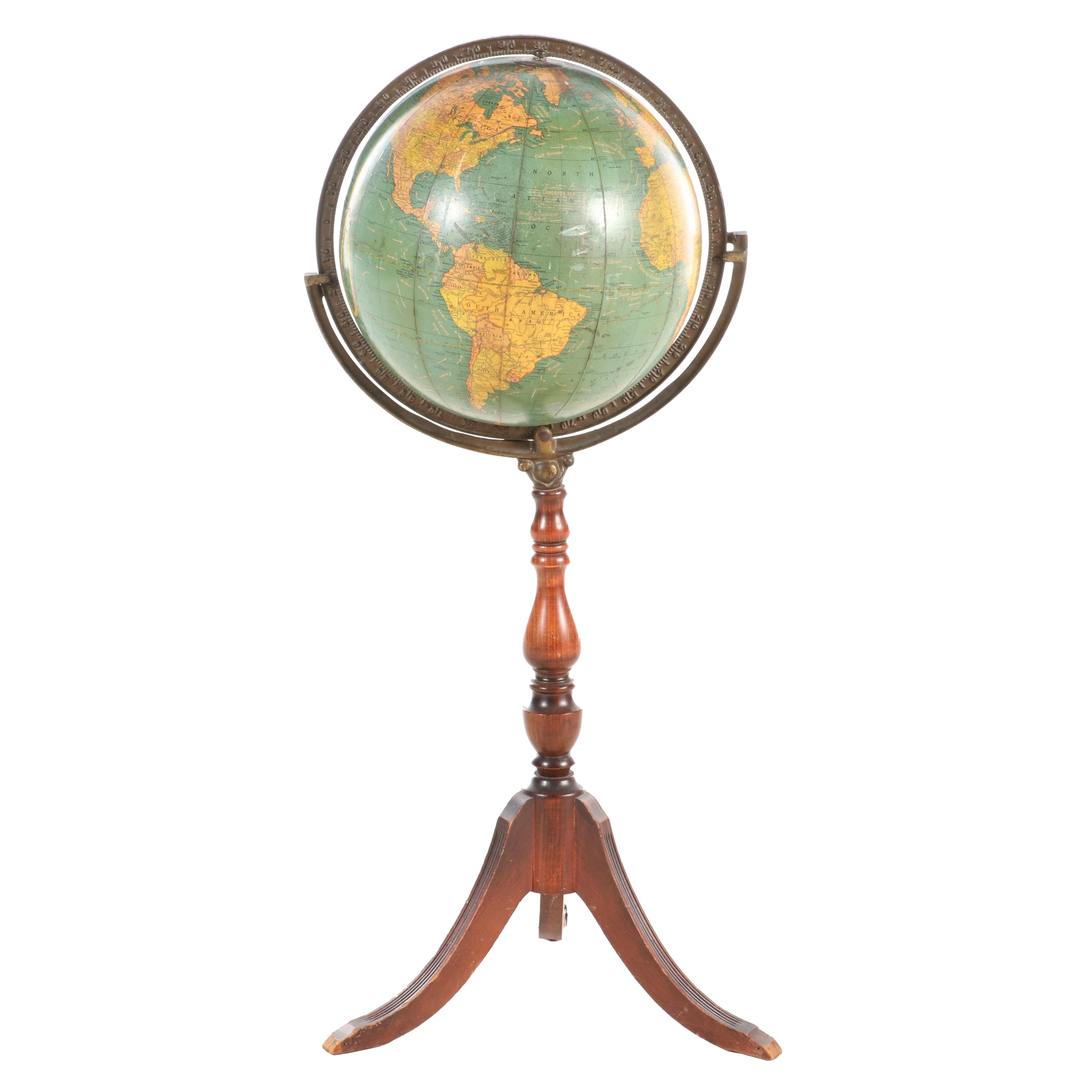 Cram's Unrivaled Terrestrial Standing Globe, Mid-20th Century