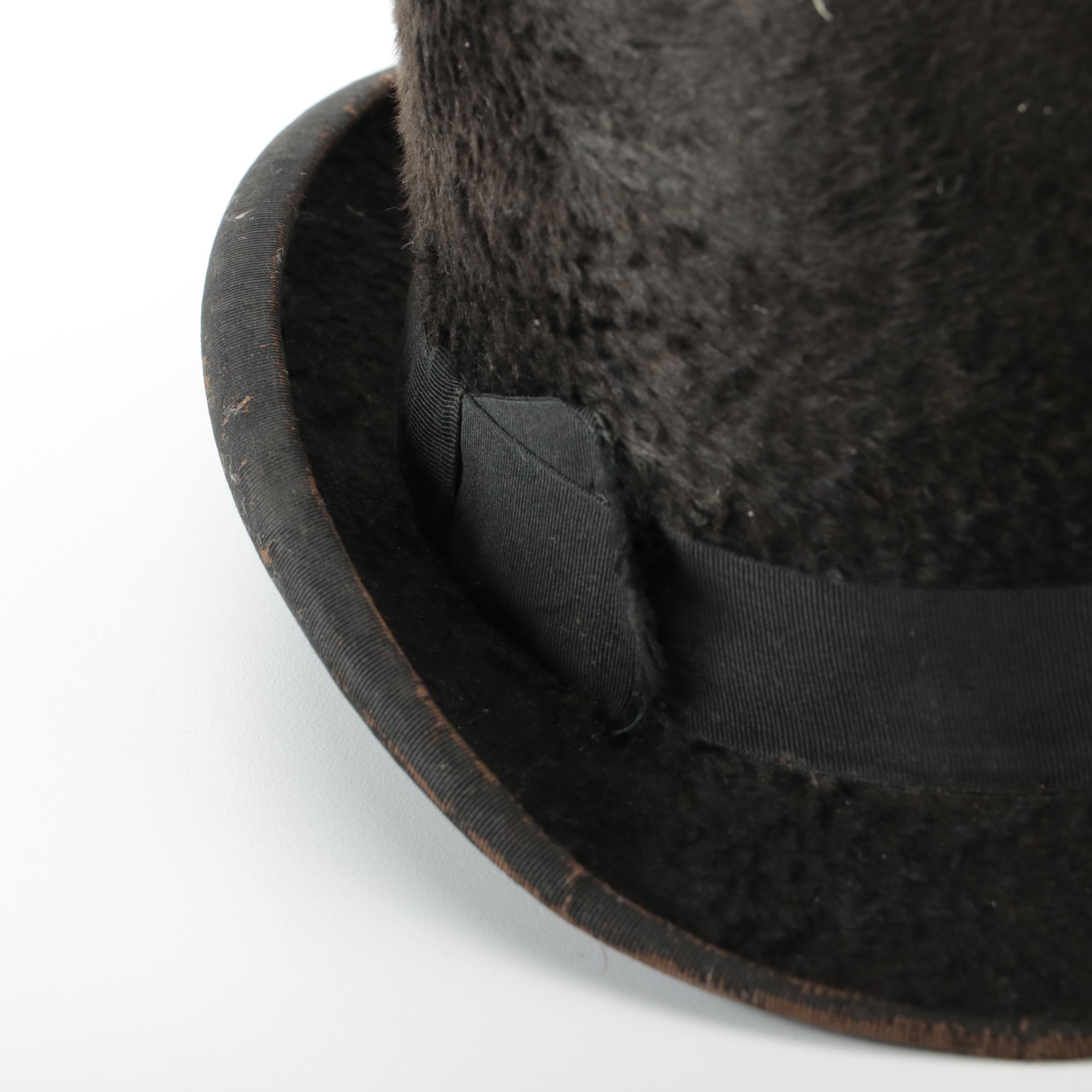 Victorian Era Beaver Fur Felt D'Orsay Style Top Hat