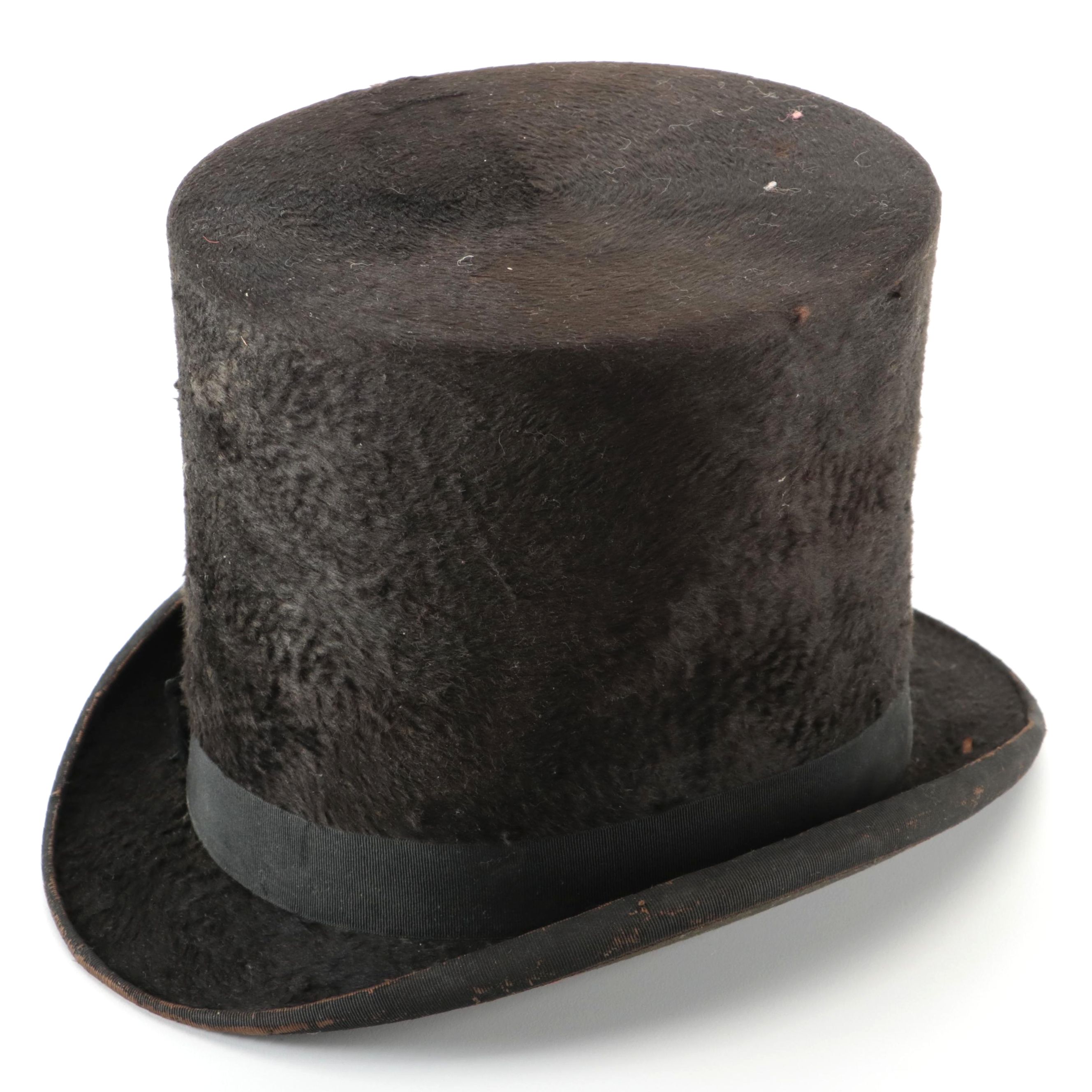 Victorian Era Beaver Fur Felt D'Orsay Style Top Hat