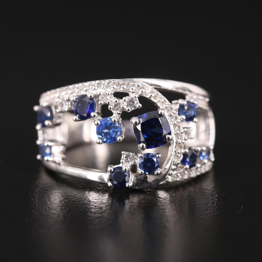 Sterling Sapphire Openwork Ring