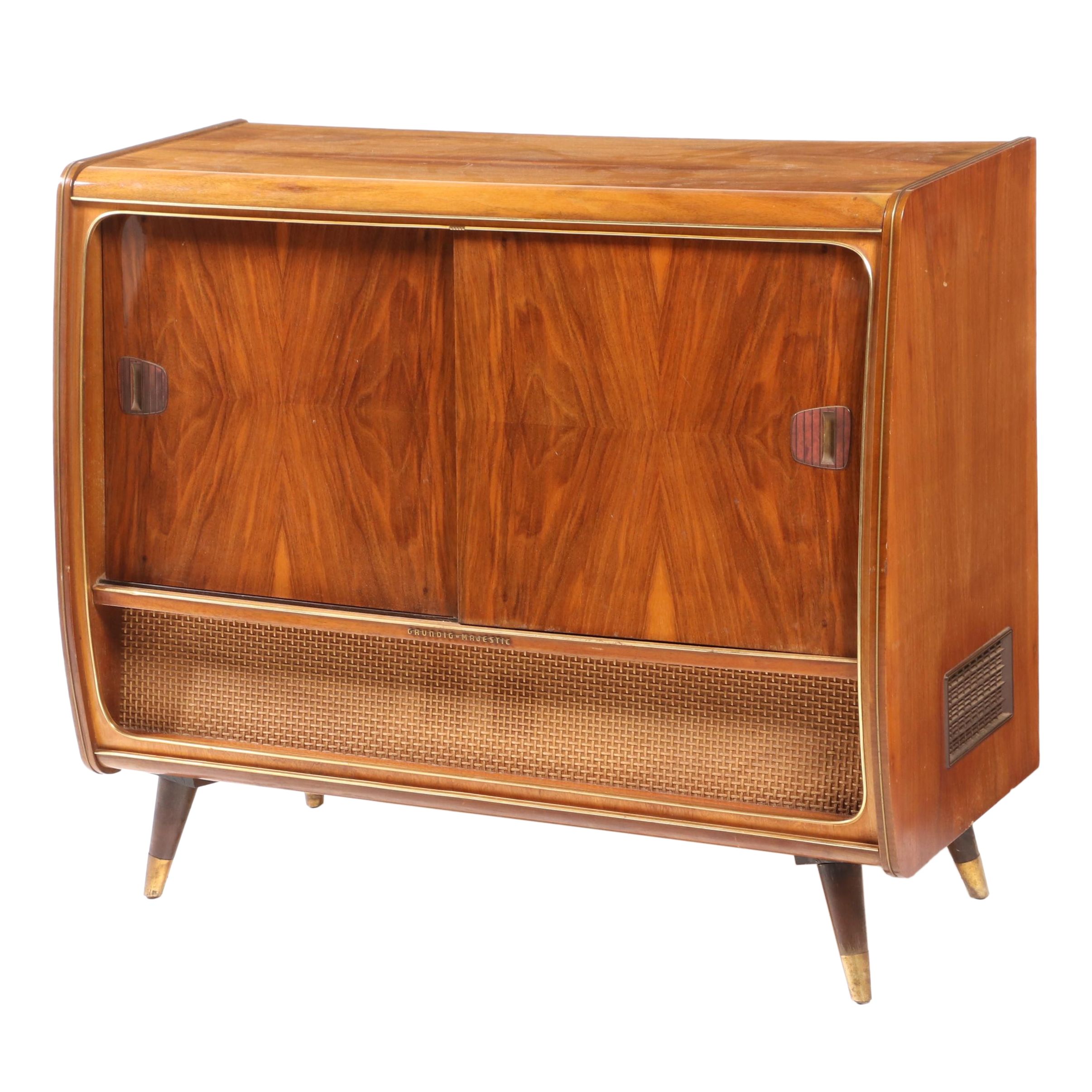 Grundig-Majestic "7068" Mid Century Modern Walnut Console Stereo/Record Player