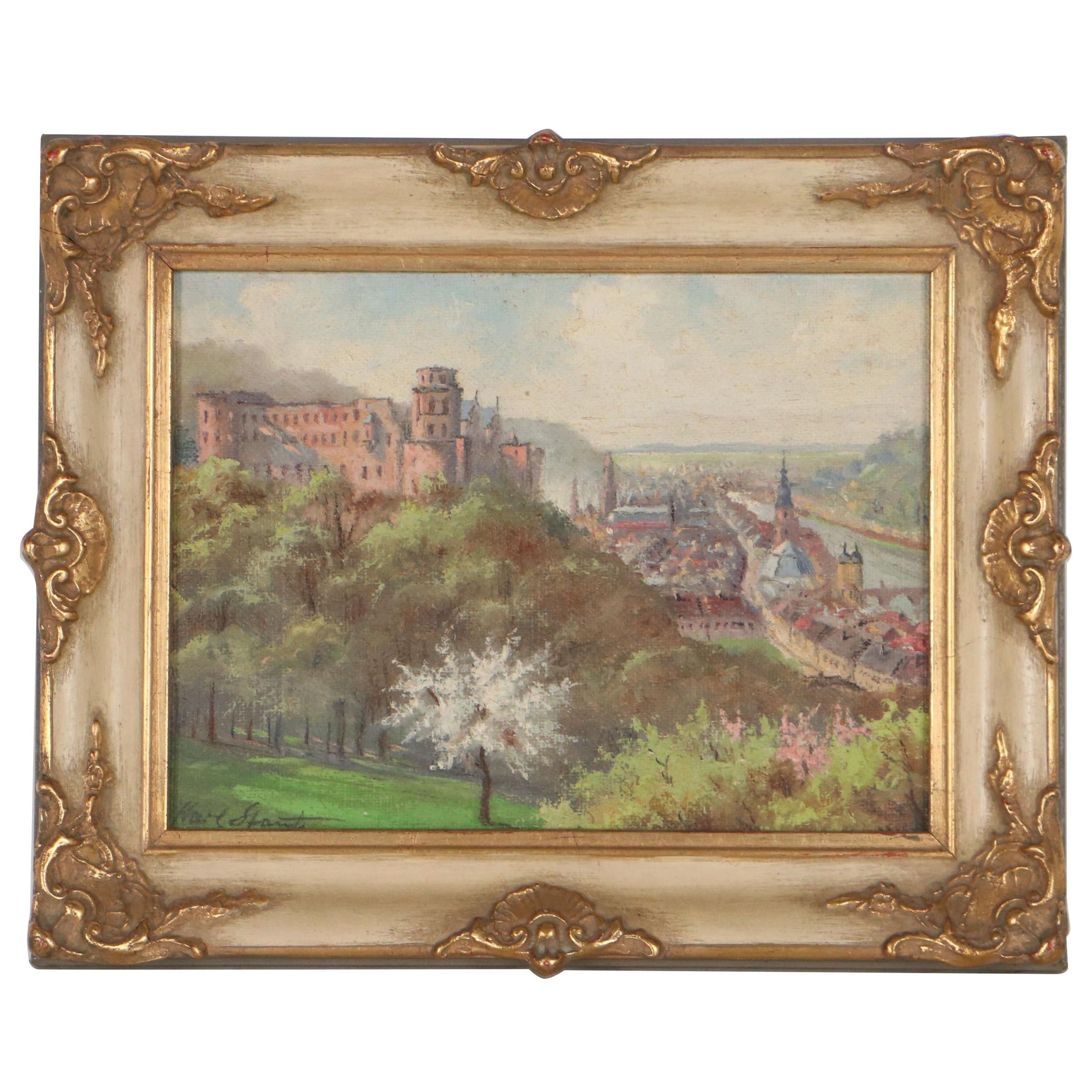 Landscape Oil Painting of Heidelberg Castle, Germany