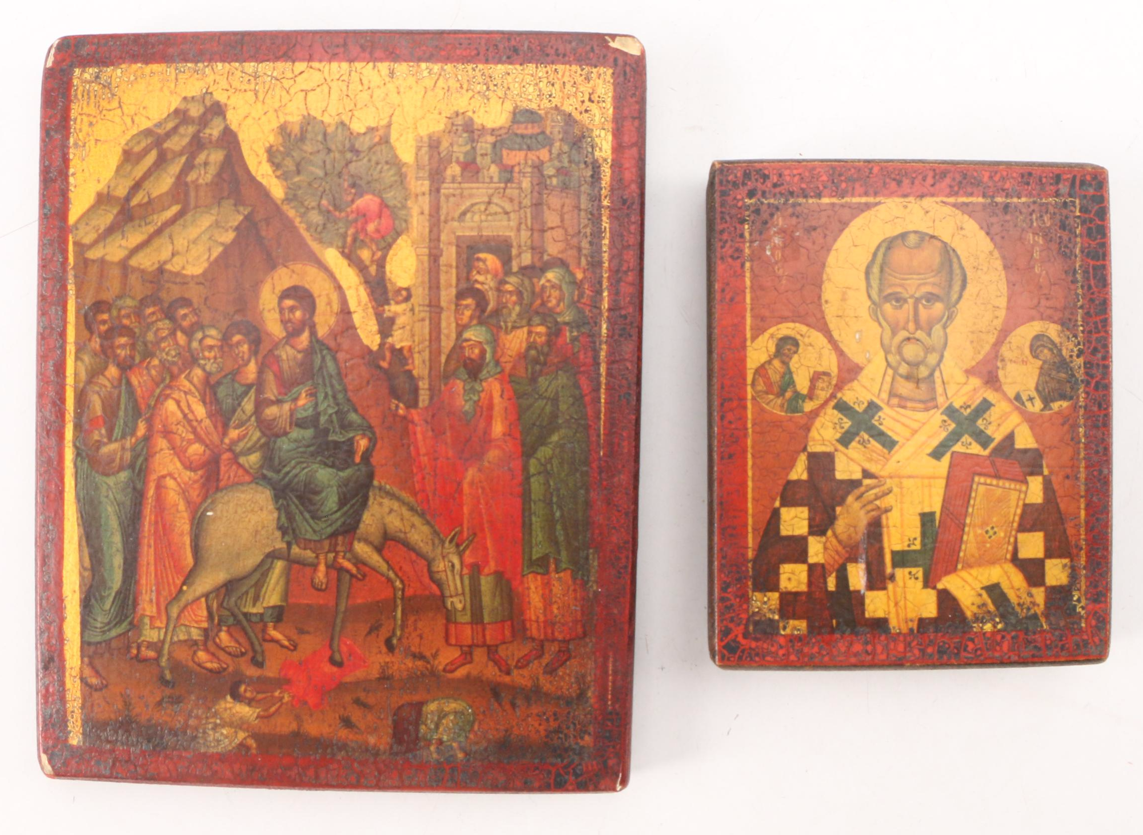 Italian San Damiano Cross with Greek Orthodox Icons of Jesus, Mary, and Saints