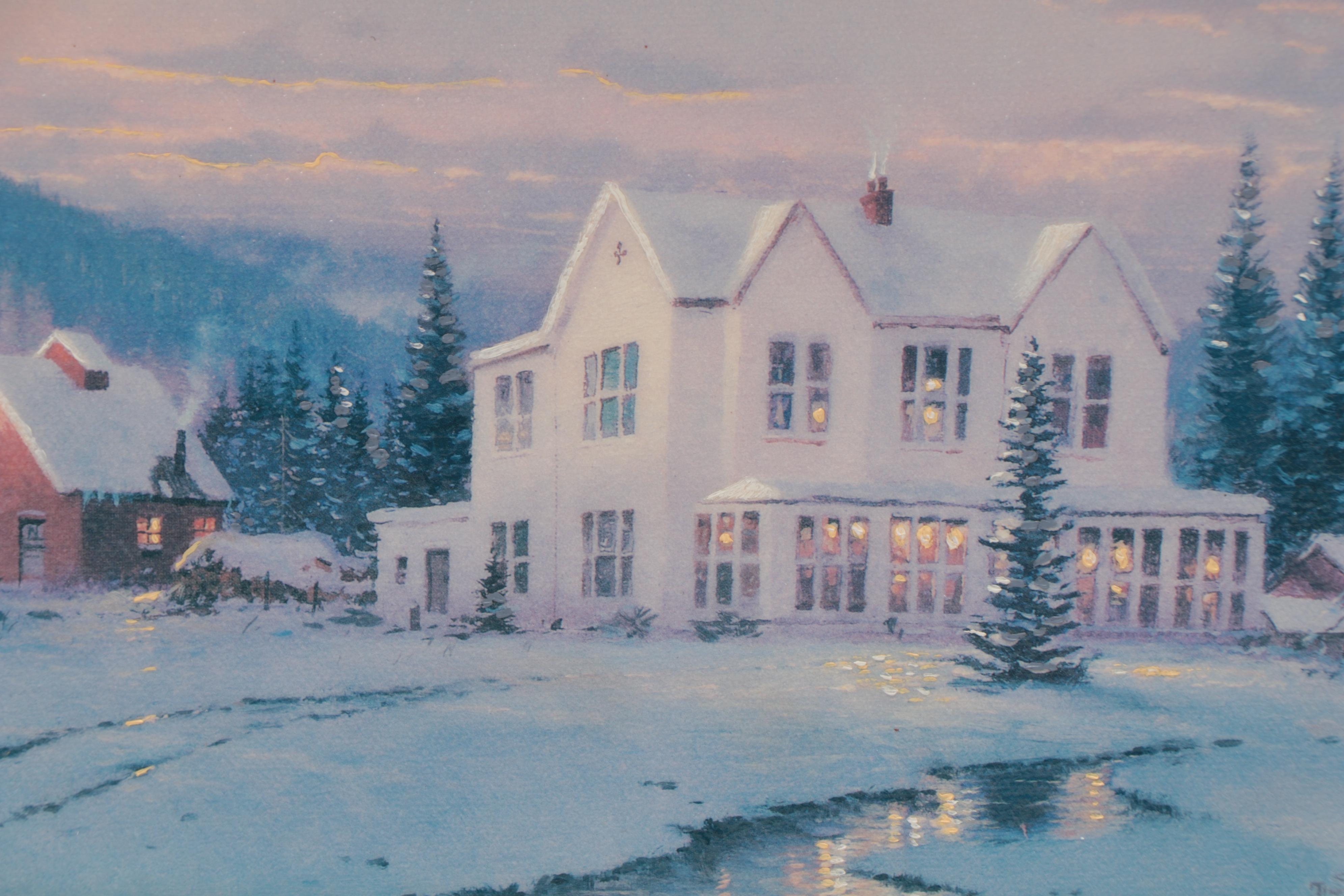 Thomas Kinkade Embellished Offset Lithograph "The Lights of Home," 1995