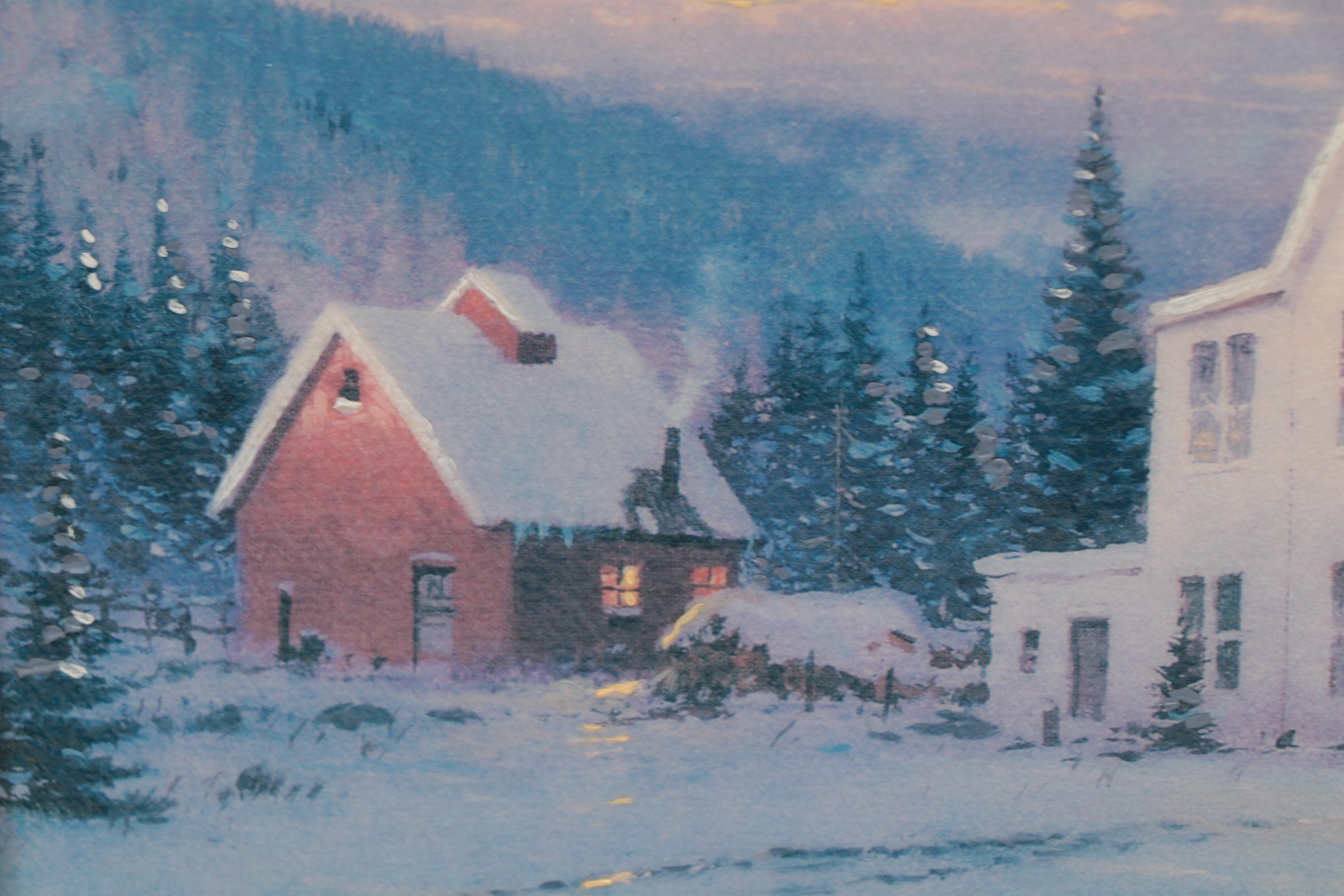 Thomas Kinkade Embellished Offset Lithograph "The Lights of Home," 1995