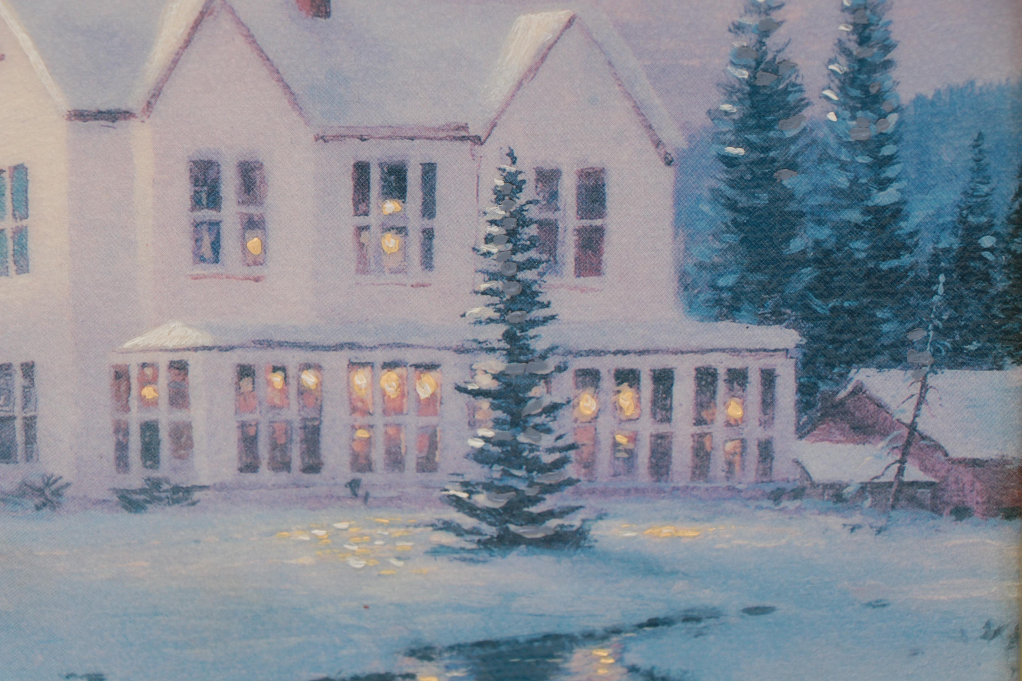 Thomas Kinkade Embellished Offset Lithograph "The Lights of Home," 1995