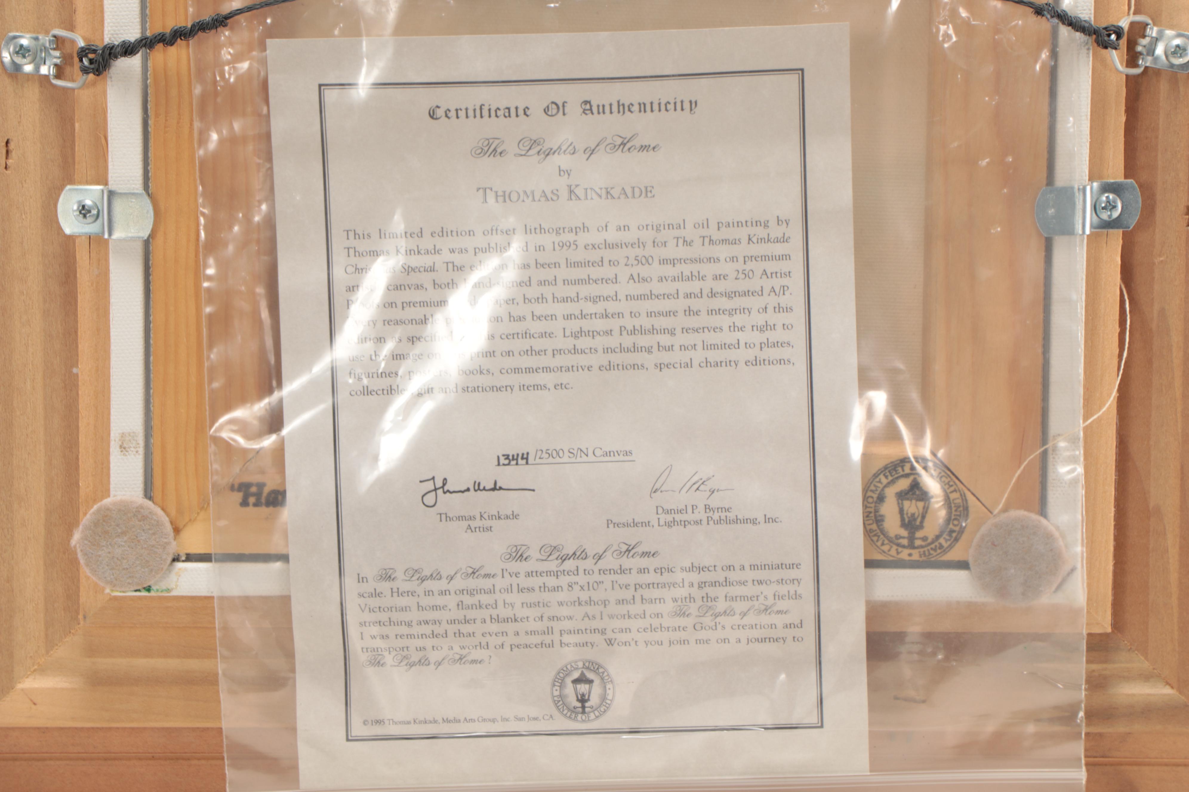 Thomas Kinkade Embellished Offset Lithograph "The Lights of Home," 1995