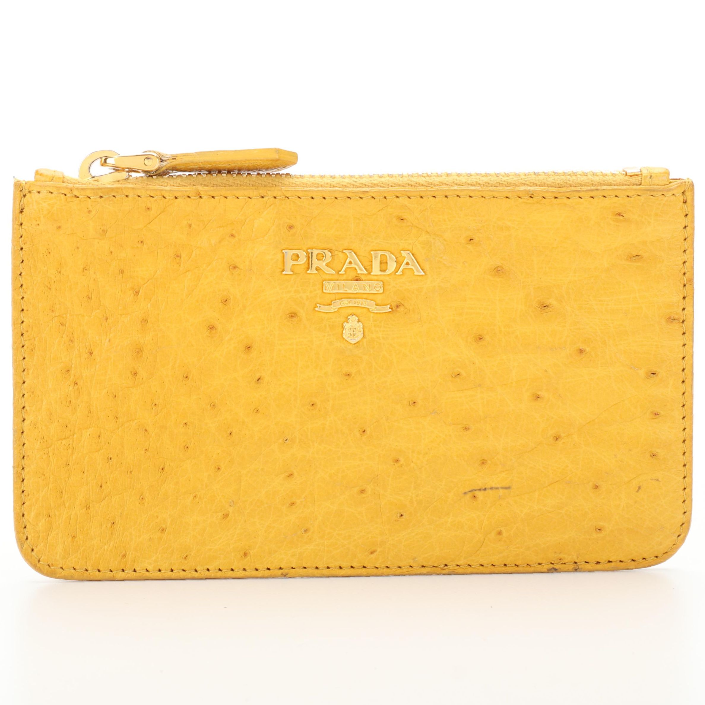 Prada Coin Purse in Soleil Ostrich Skin Leather