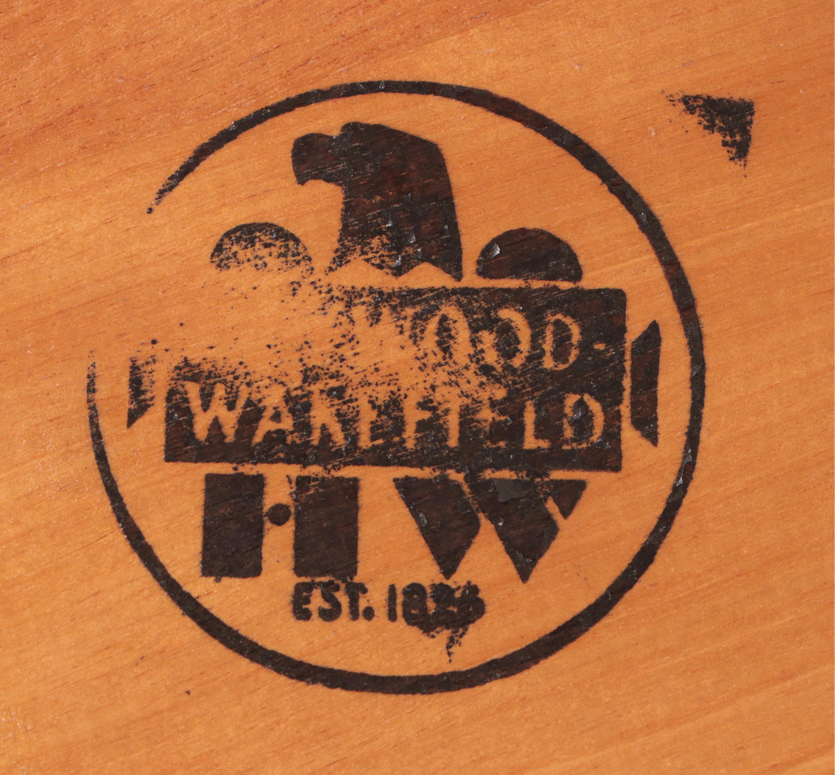 Heywood-Wakefield "Ashcraft" Birch and Faux-Bamboo Two-Tier Corner Table