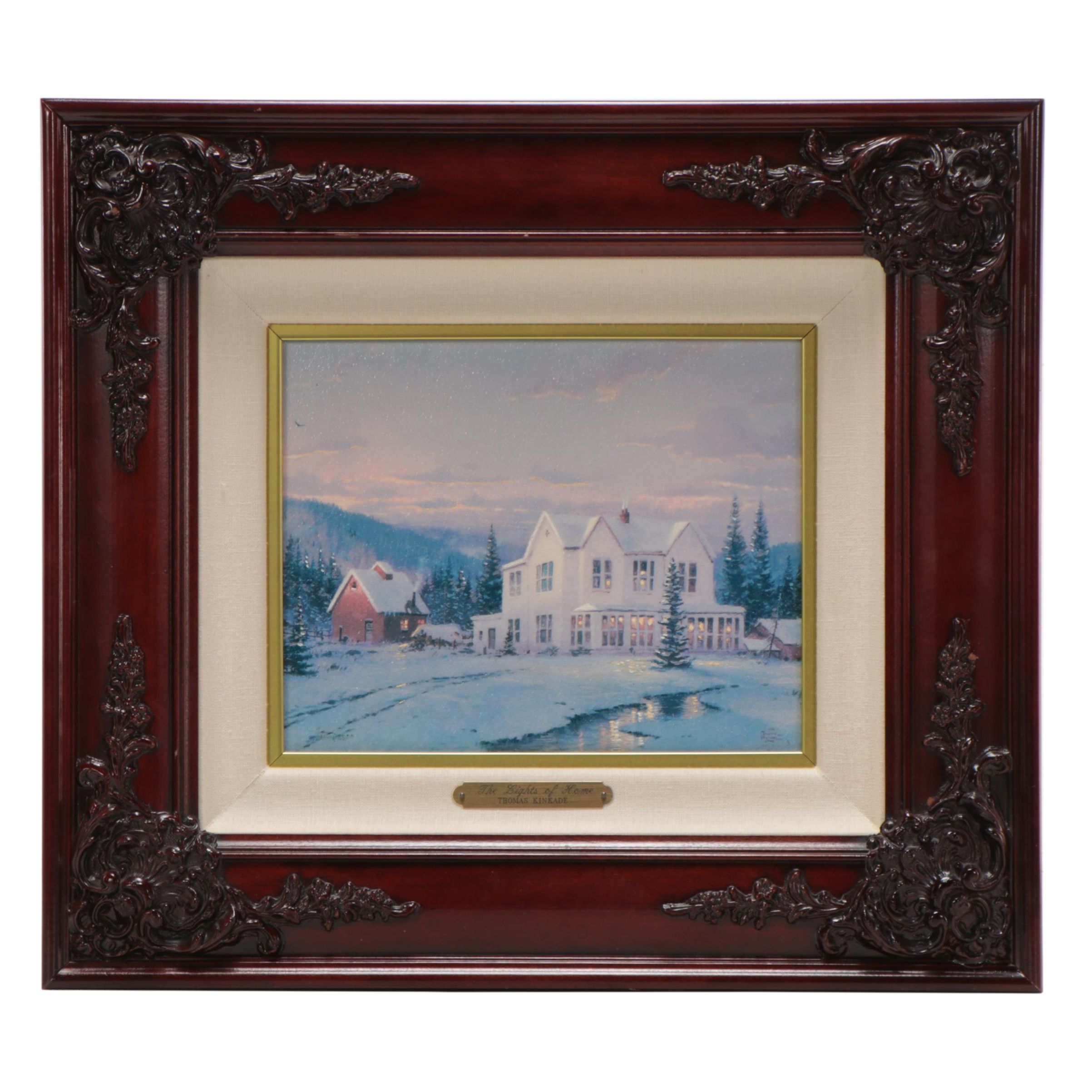 Thomas Kinkade Embellished Offset Lithograph "The Lights of Home," 1995