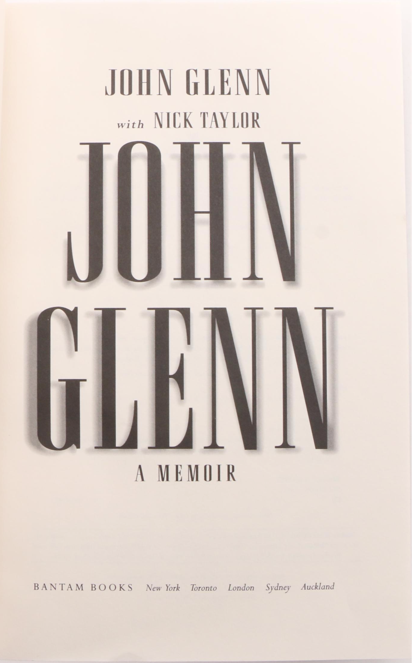 Signed First Edition "John Glenn: A Memoir" by John Glenn and Nick Taylor