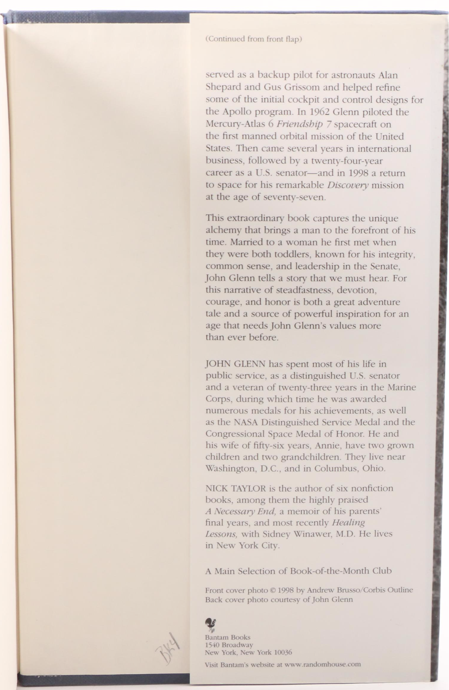 Signed First Edition "John Glenn: A Memoir" by John Glenn and Nick Taylor