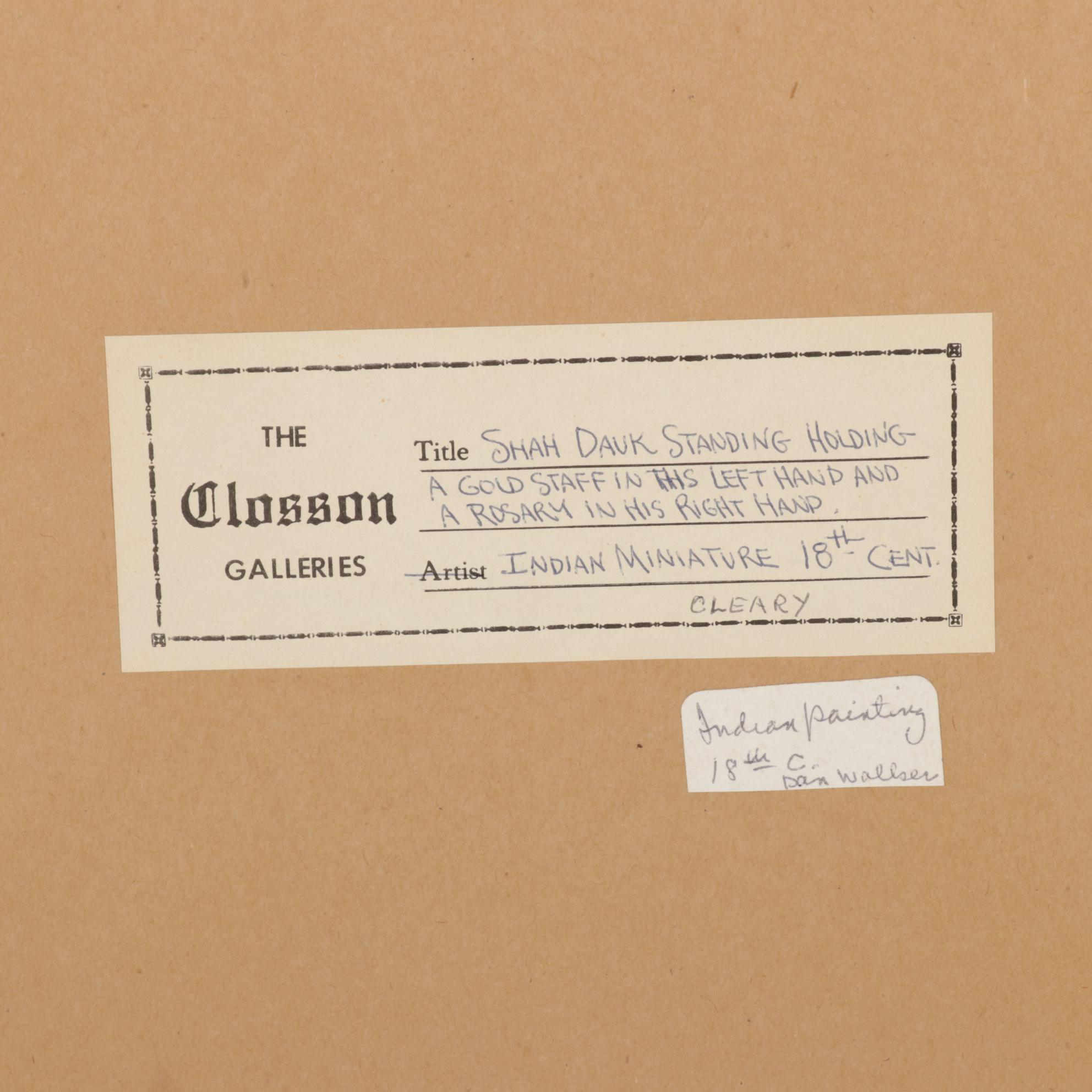 Indian Mughal Manuscript Page Gouache and Ink Painting of Elderly Man