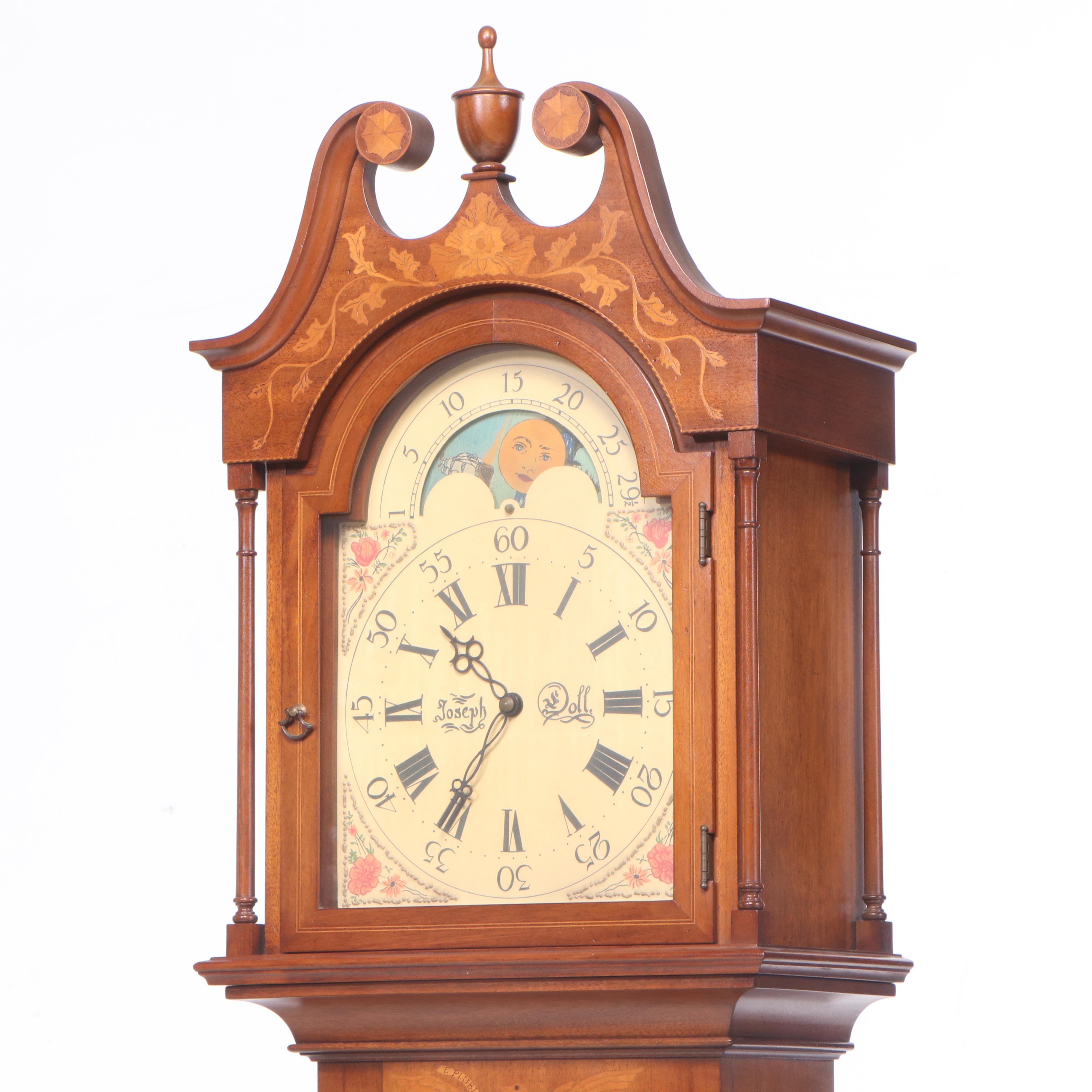 "Joseph Doll" Henry Ford Museum Replica Grandfather Clock with Eagle Inlay