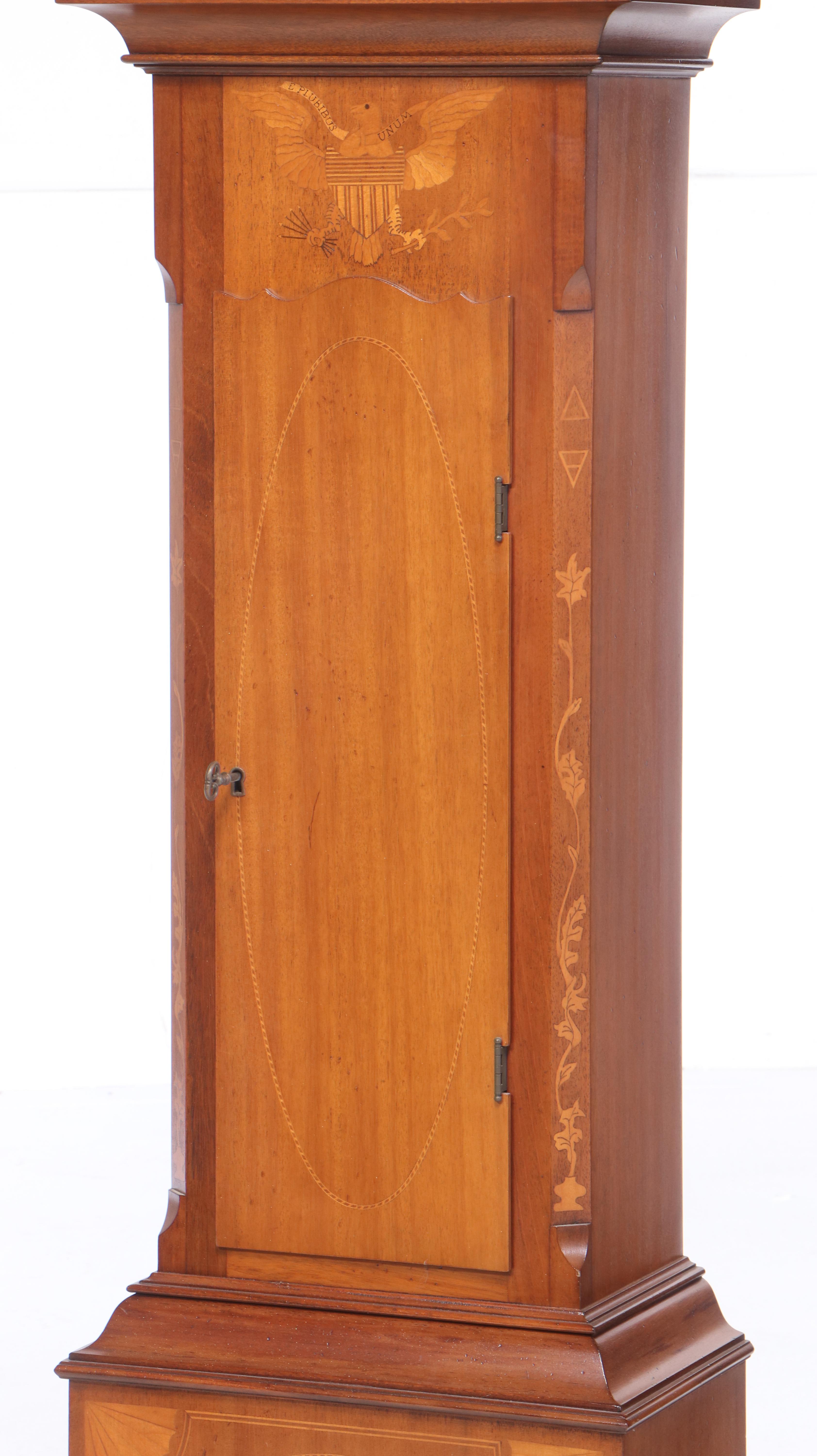 "Joseph Doll" Henry Ford Museum Replica Grandfather Clock with Eagle Inlay