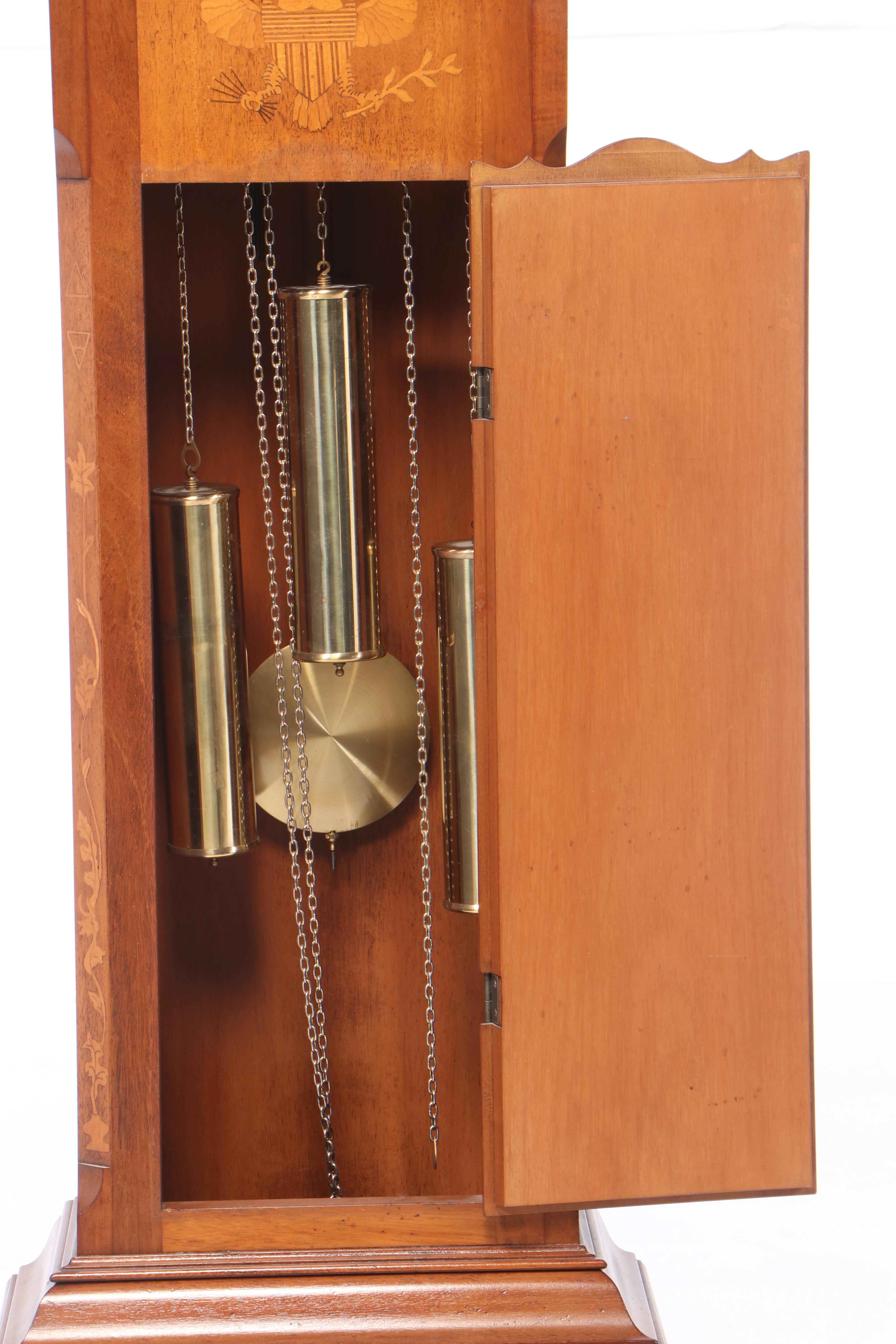 "Joseph Doll" Henry Ford Museum Replica Grandfather Clock with Eagle Inlay