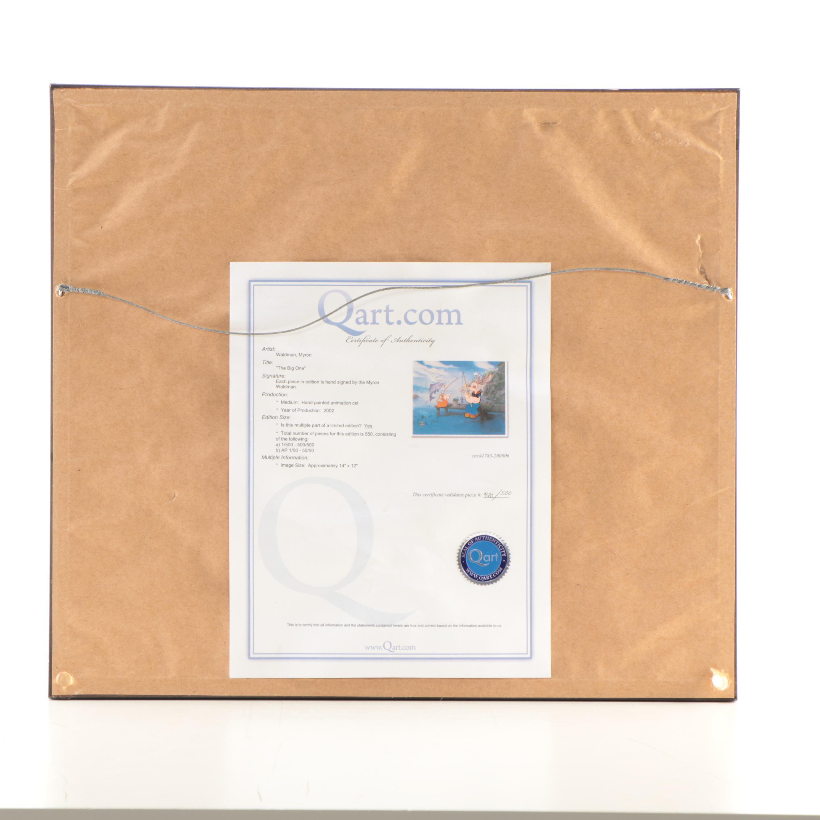 Myron Waldman Signed King Features Hand-Painted Animation Cel "The Big One"