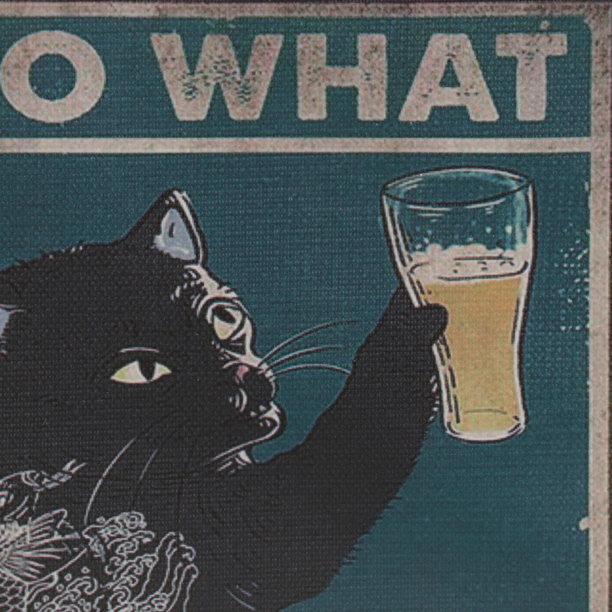 Giclée of Black Cat Drinking Beer, 21st Century