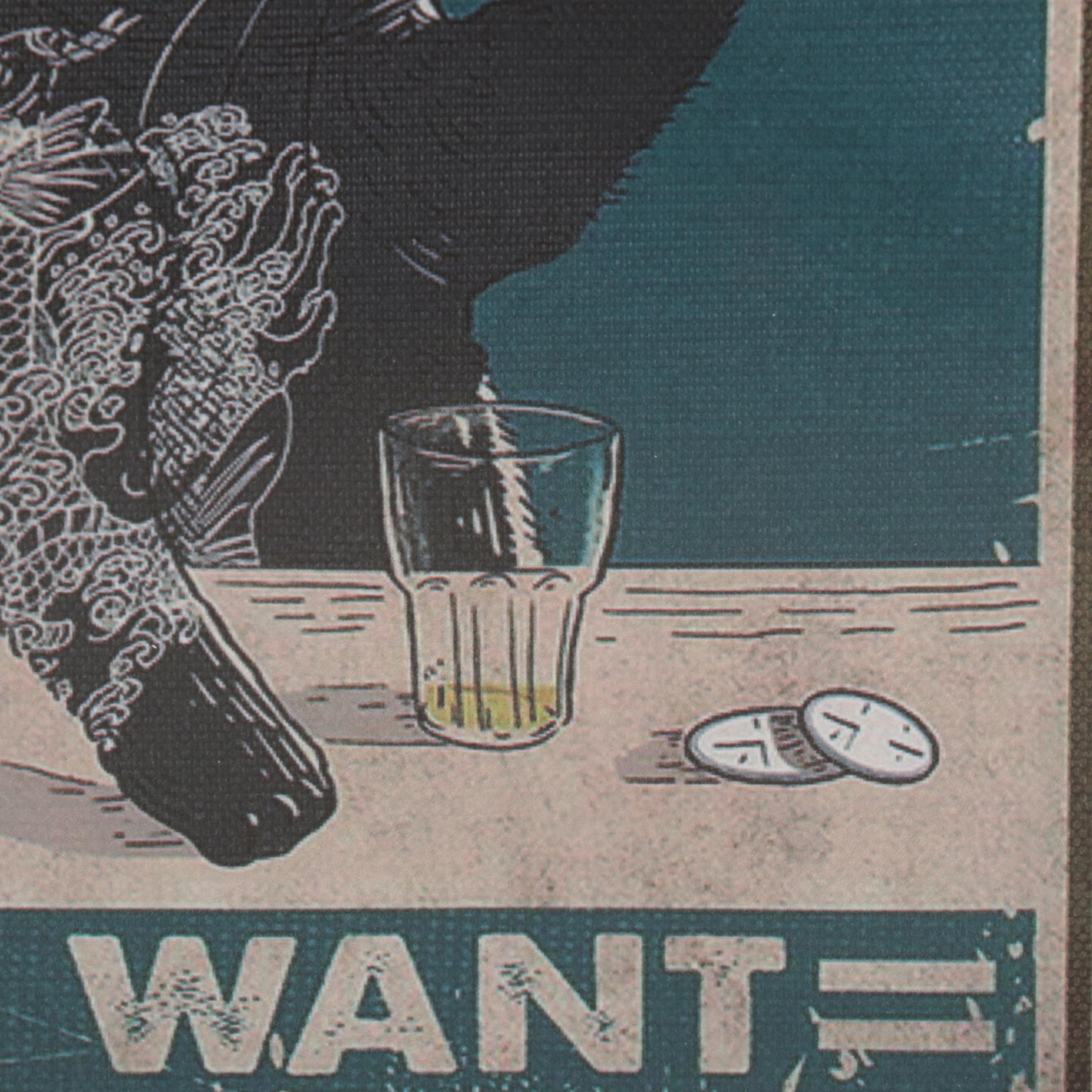 Giclée of Black Cat Drinking Beer, 21st Century