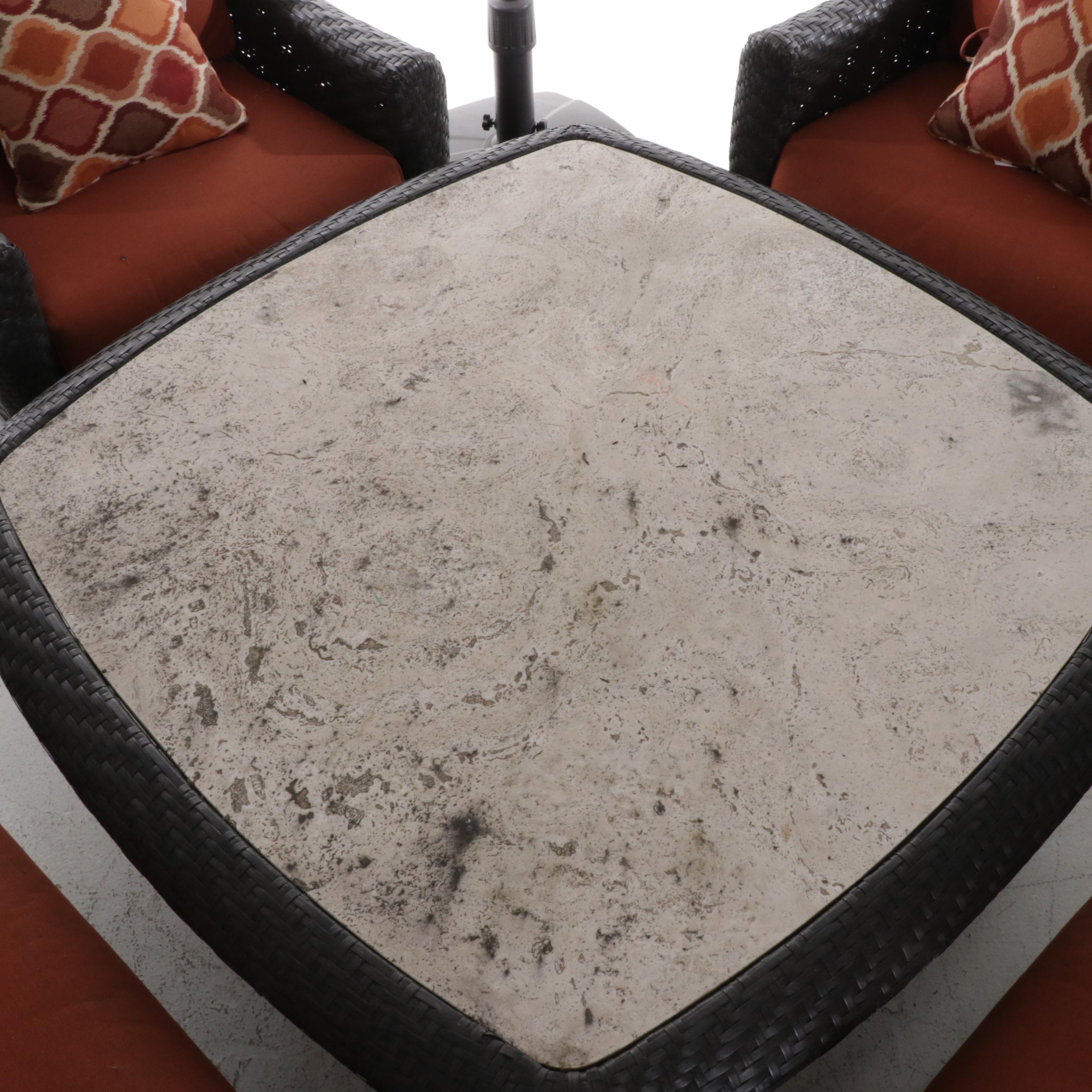 Brown Jordan "Highland" Faux Rattan Patio Furniture and Sunbrella