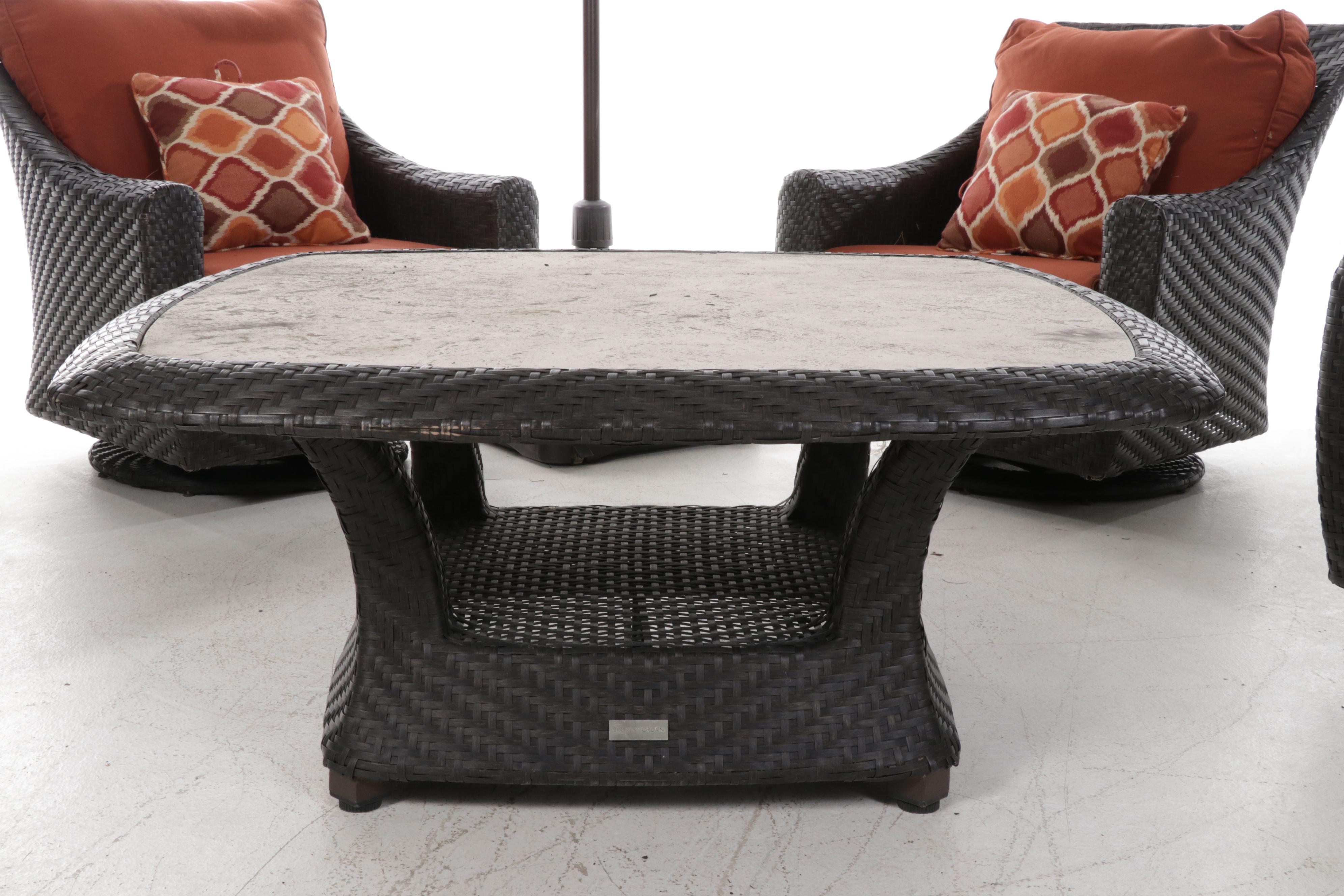 Brown Jordan "Highland" Faux Rattan Patio Furniture and Sunbrella