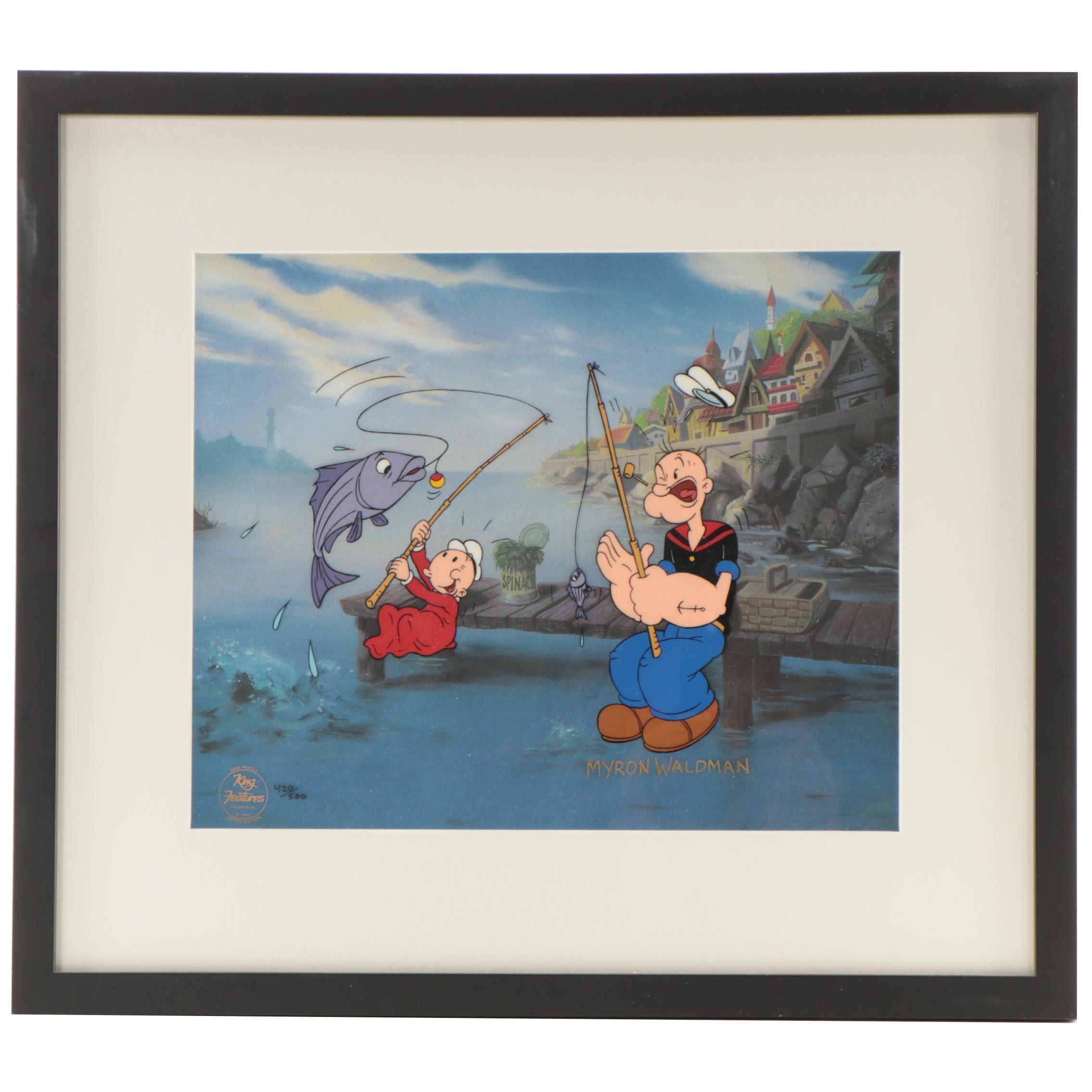 Myron Waldman Signed King Features Hand-Painted Animation Cel "The Big One"