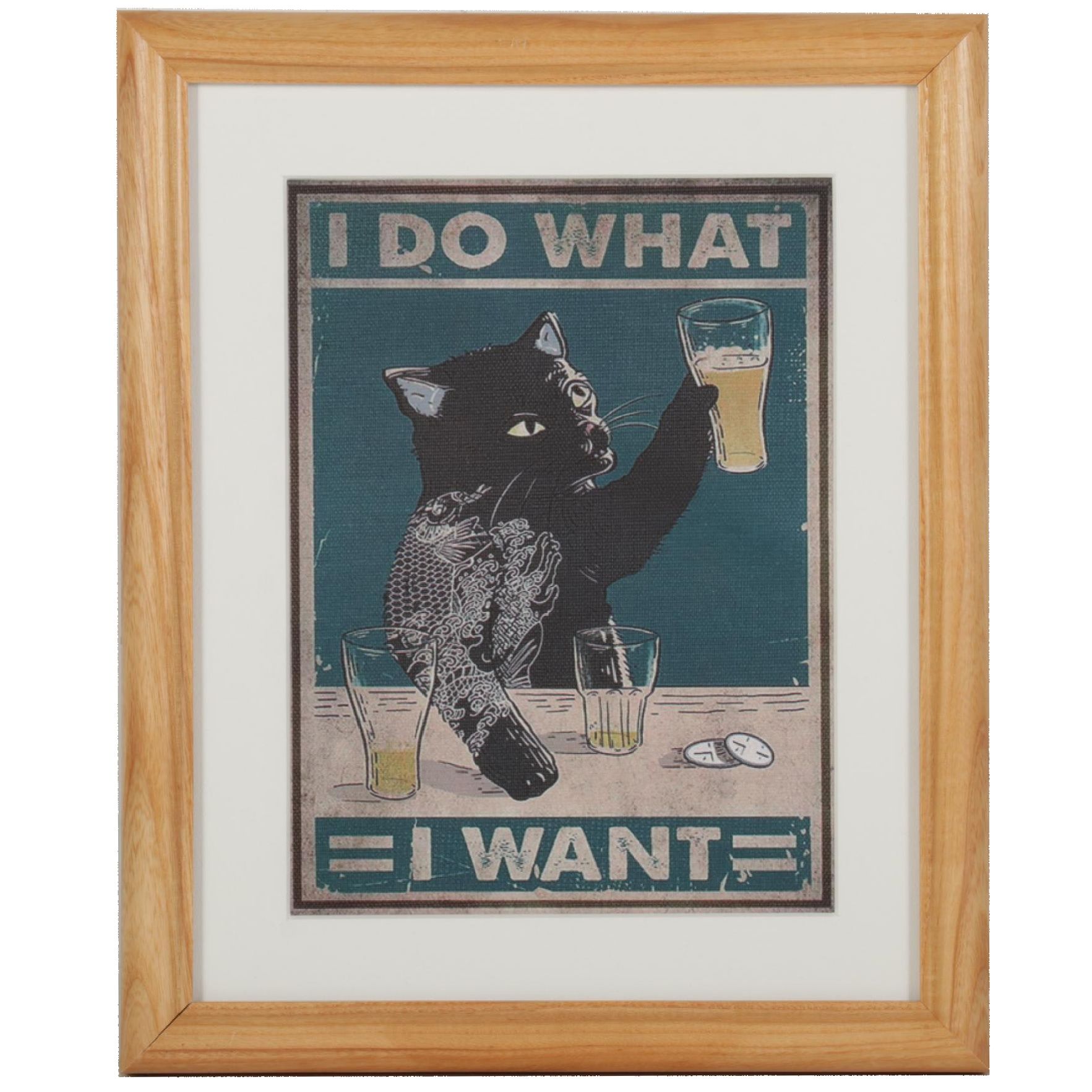 Giclée of Black Cat Drinking Beer, 21st Century