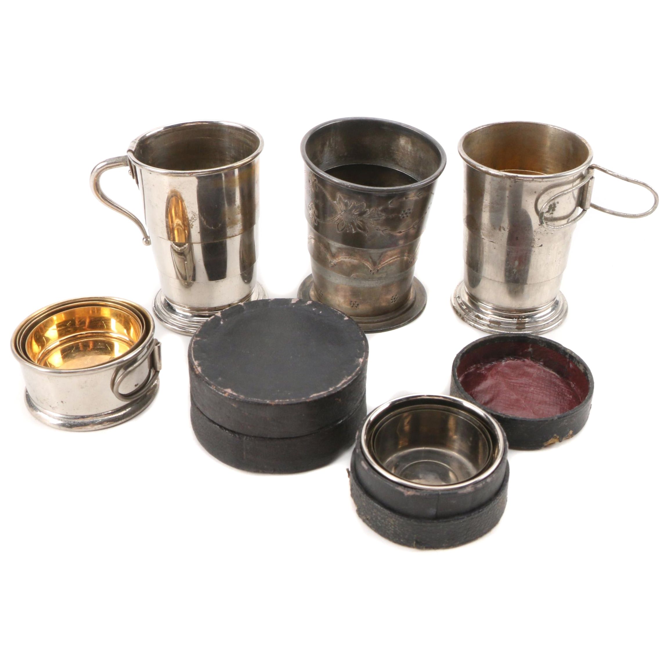 Simpson, Hall, Miller & Co. and Other Silver Plate and Metal Collapsible Cups