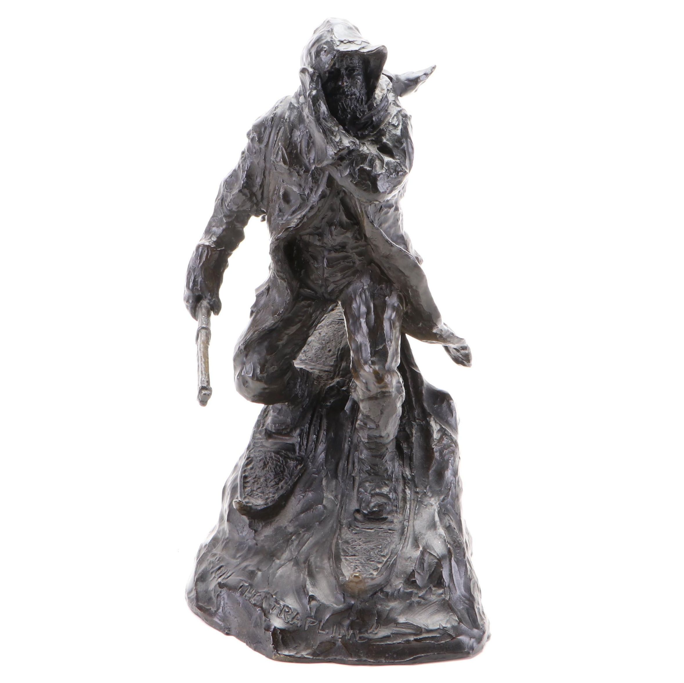 Bob Scriver Cast Bronze Sculpture "On the Trapline," 1977