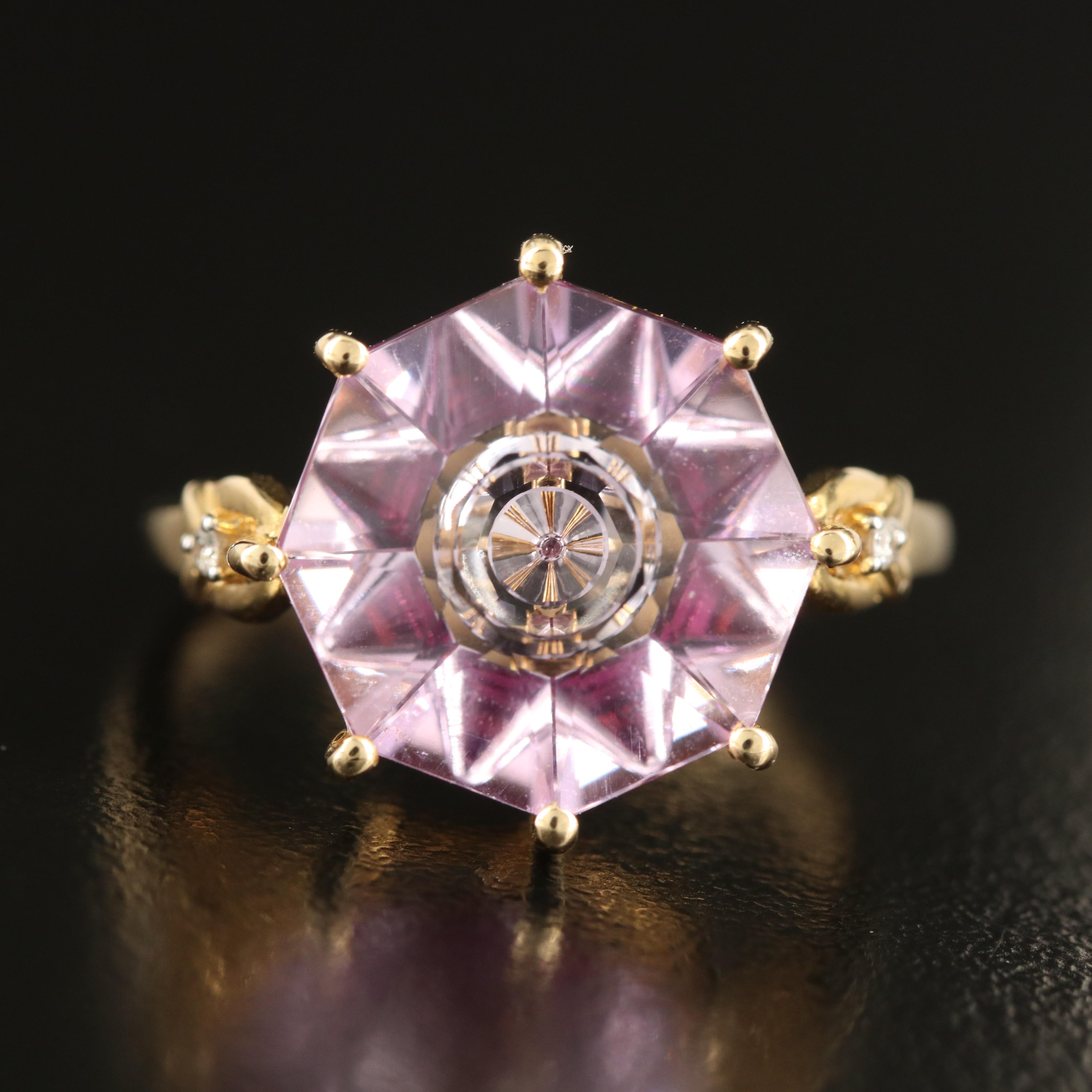 Glenn Lehrer 10K Amethyst and Diamond Ring