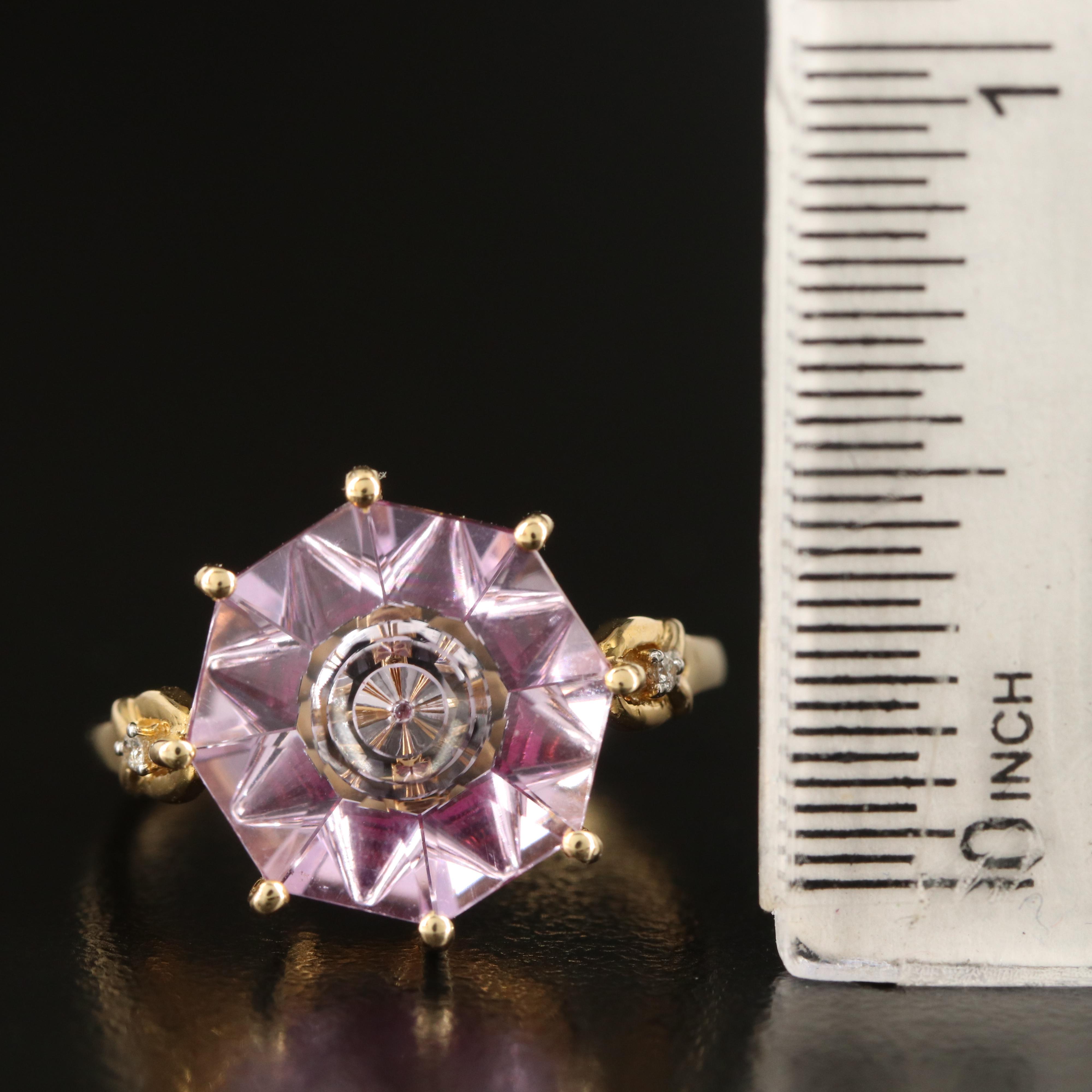 Glenn Lehrer 10K Amethyst and Diamond Ring