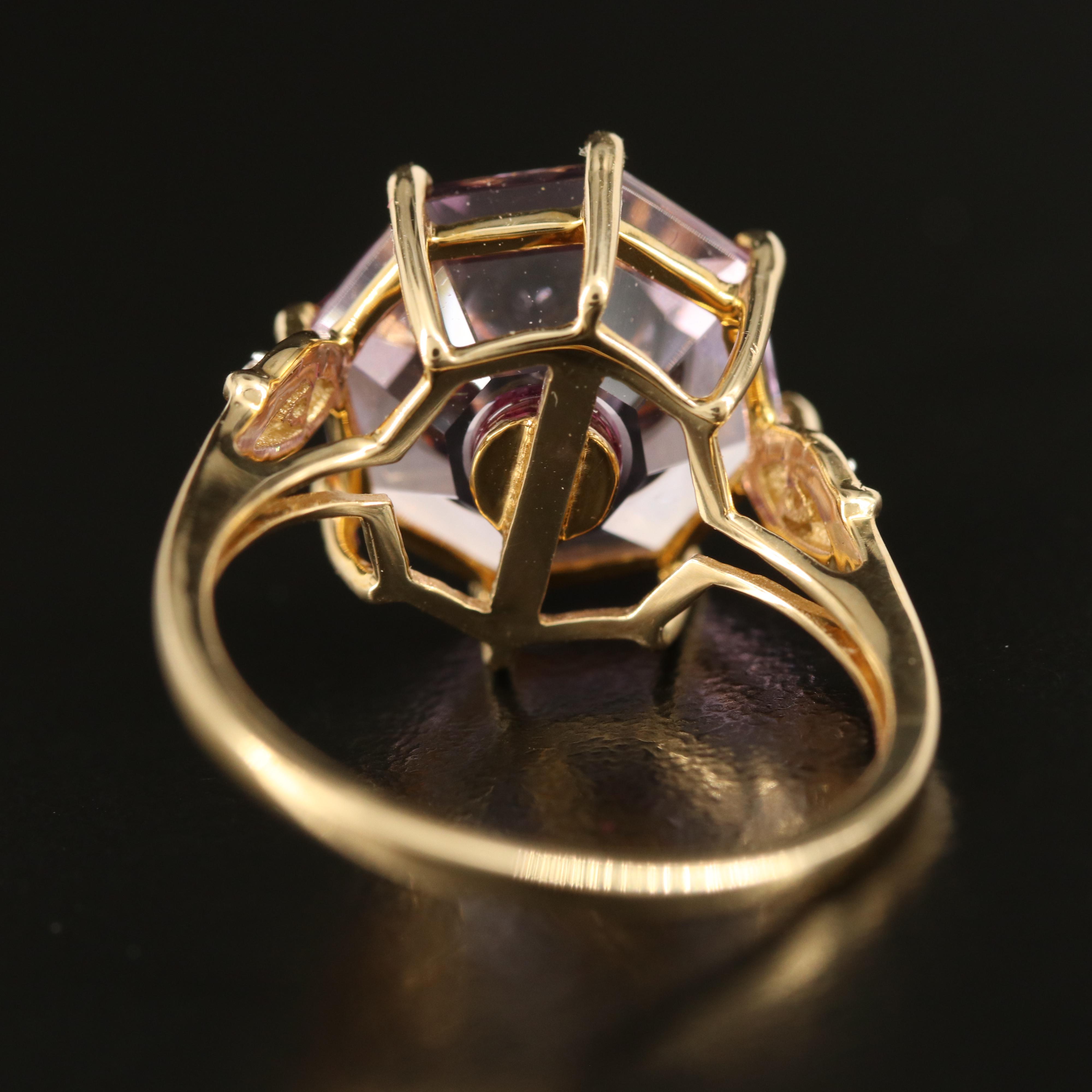 Glenn Lehrer 10K Amethyst and Diamond Ring