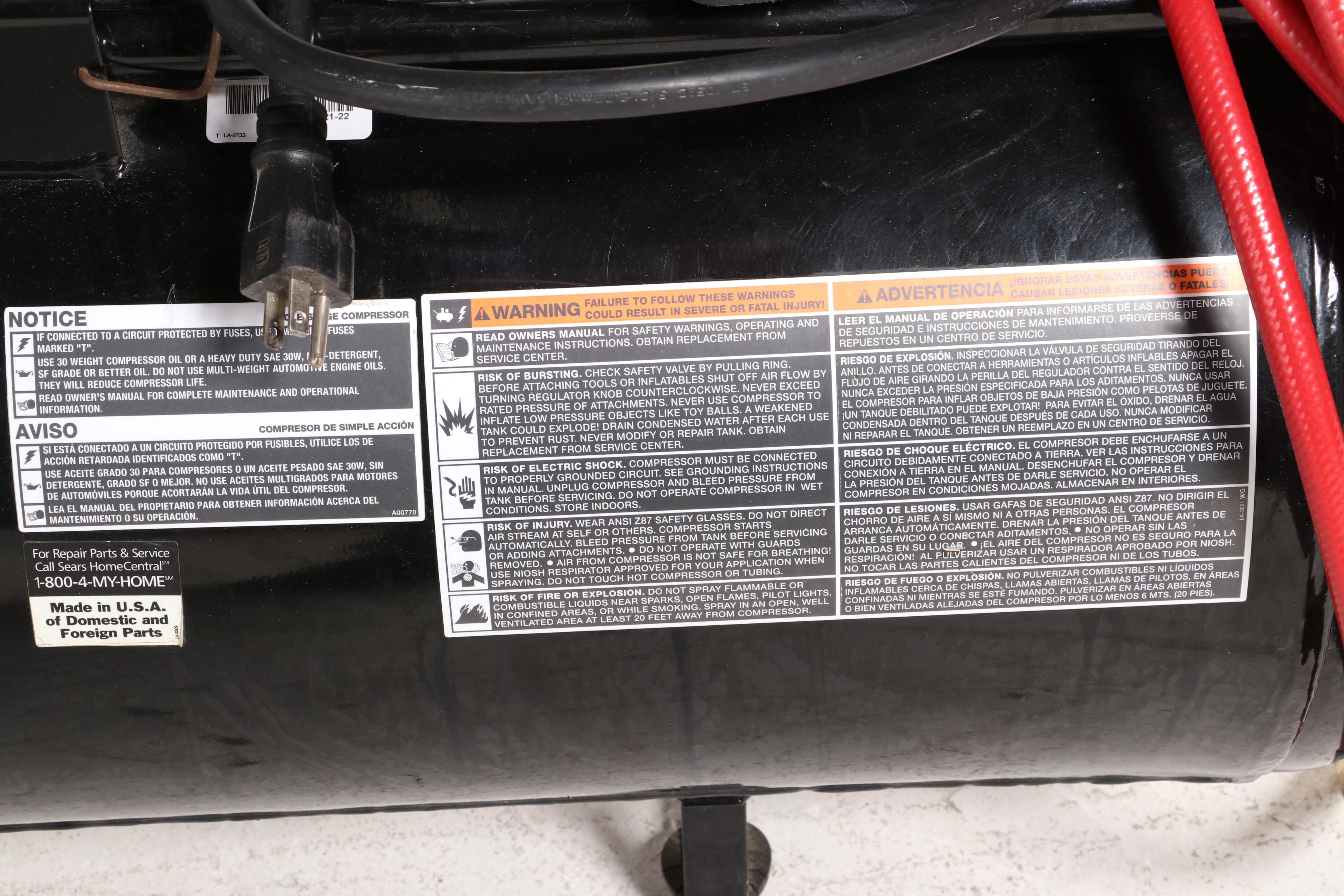 Craftsman Professional 150 PSI, 1.8 HP Air Compressor