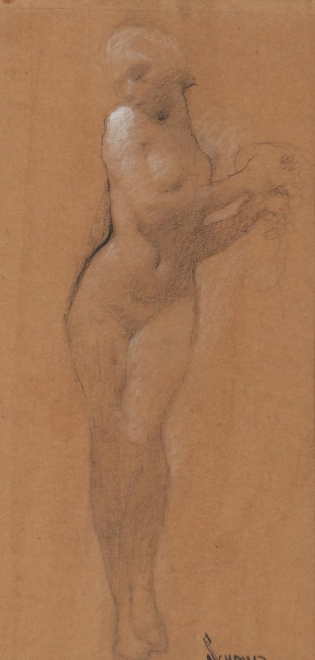 Richard Schmid Figure Drawing of Standing Female Nude
