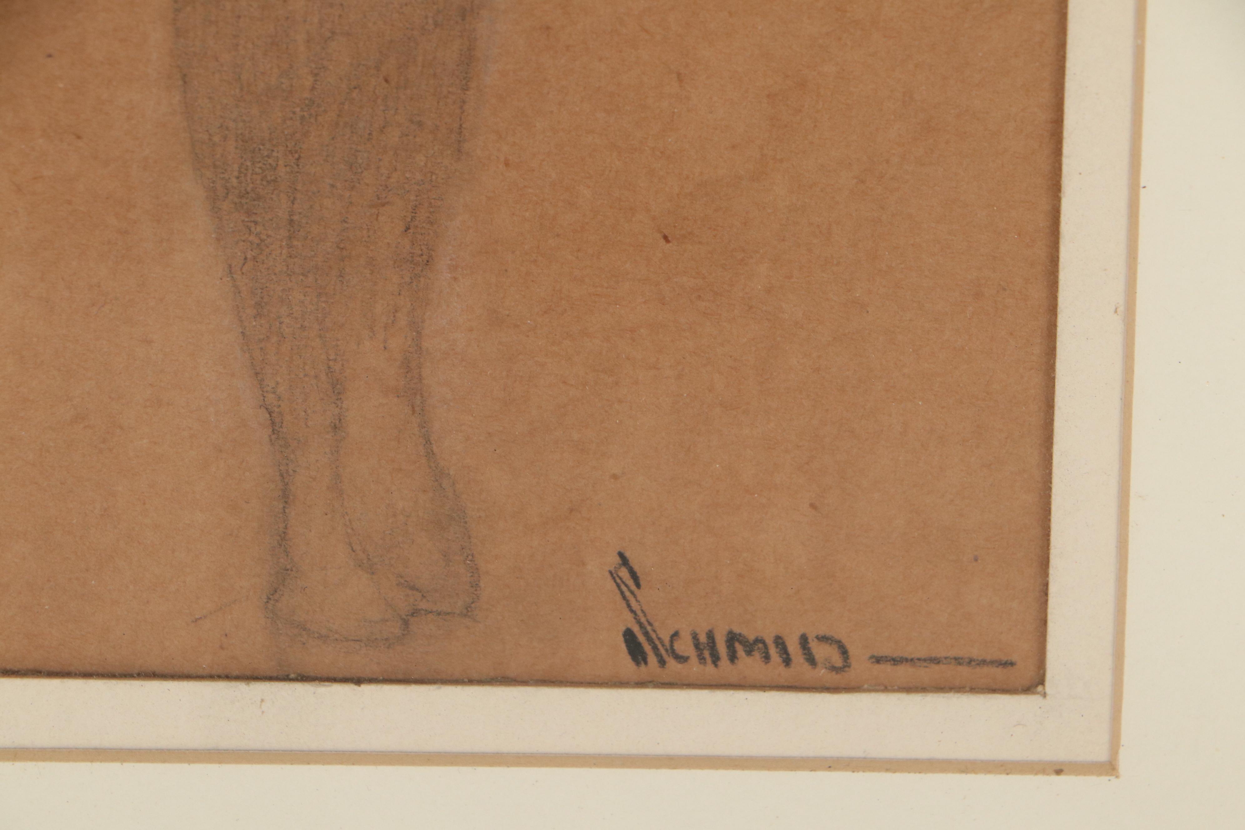 Richard Schmid Figure Drawing of Standing Female Nude