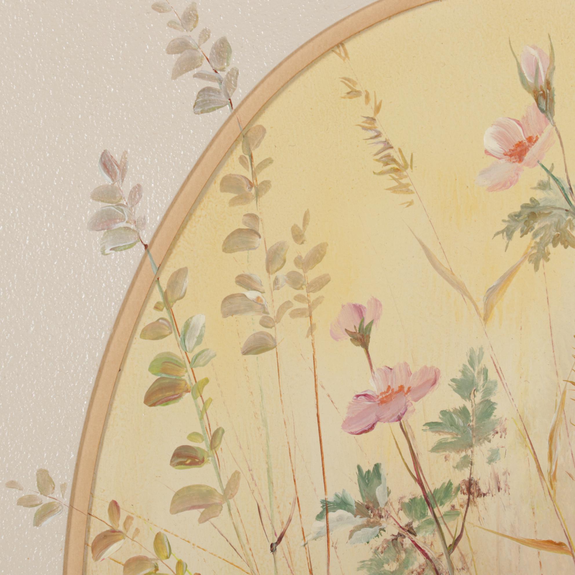 Ernestine Bucking Oil Painting of Pink Wildflowers, Mid-Late 20th Century