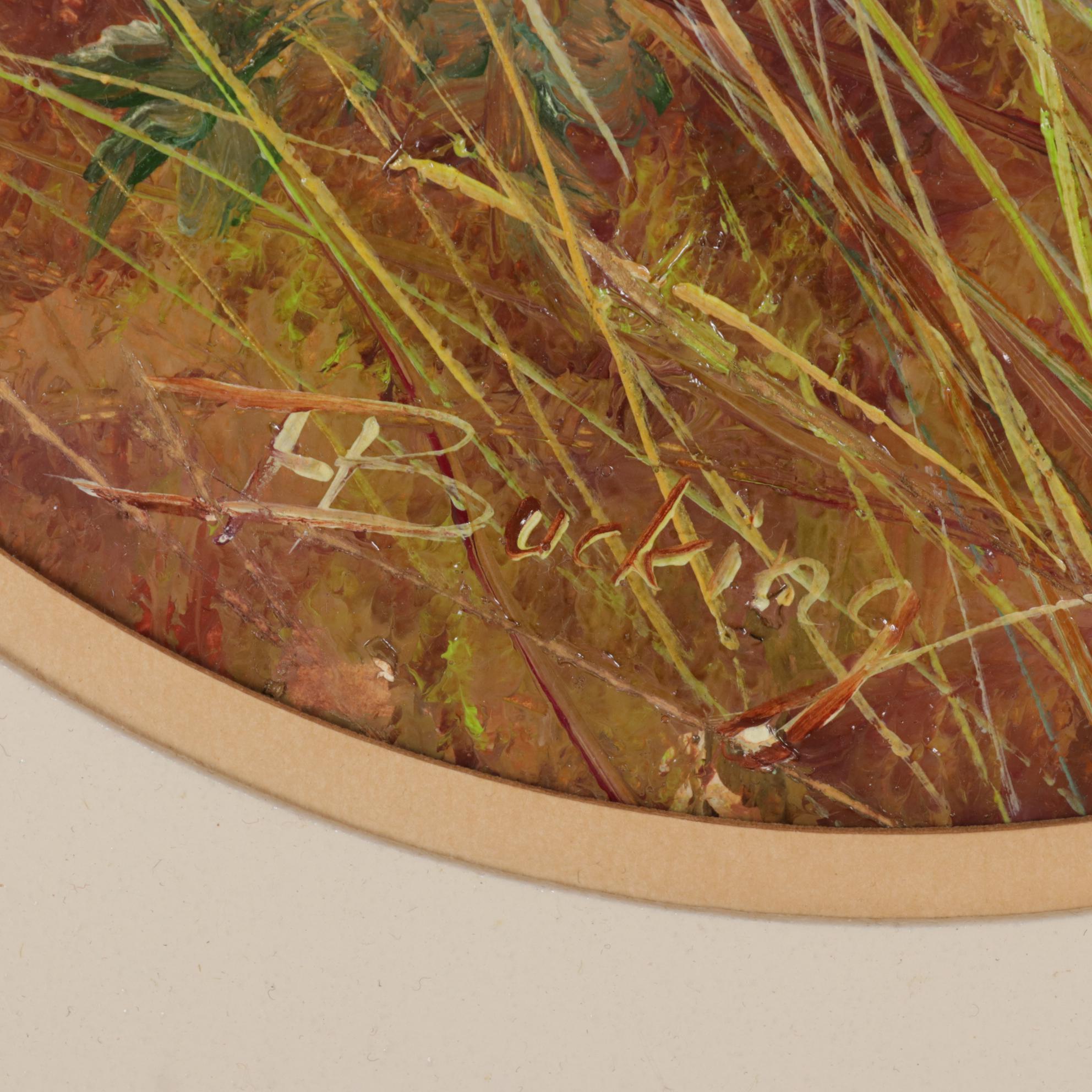 Ernestine Bucking Oil Painting of Pink Wildflowers, Mid-Late 20th Century