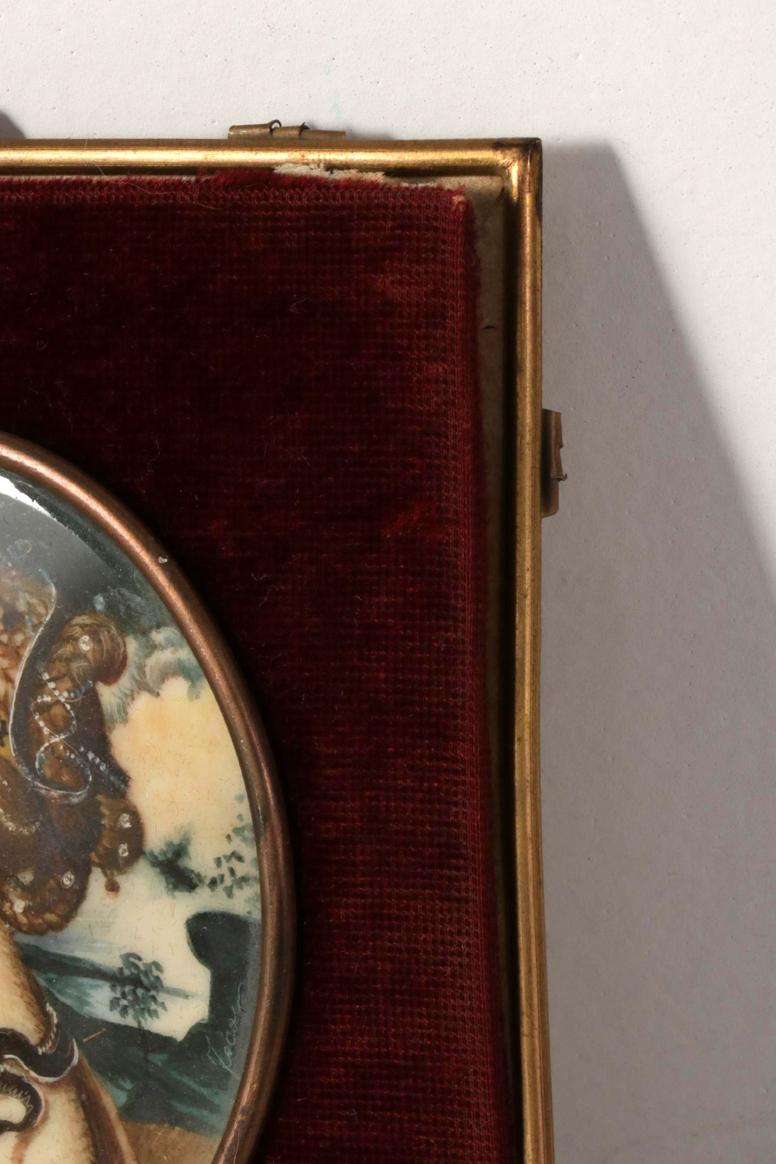 Emma Focacci Miniature Portrait Oil Painting, Early 20th Century