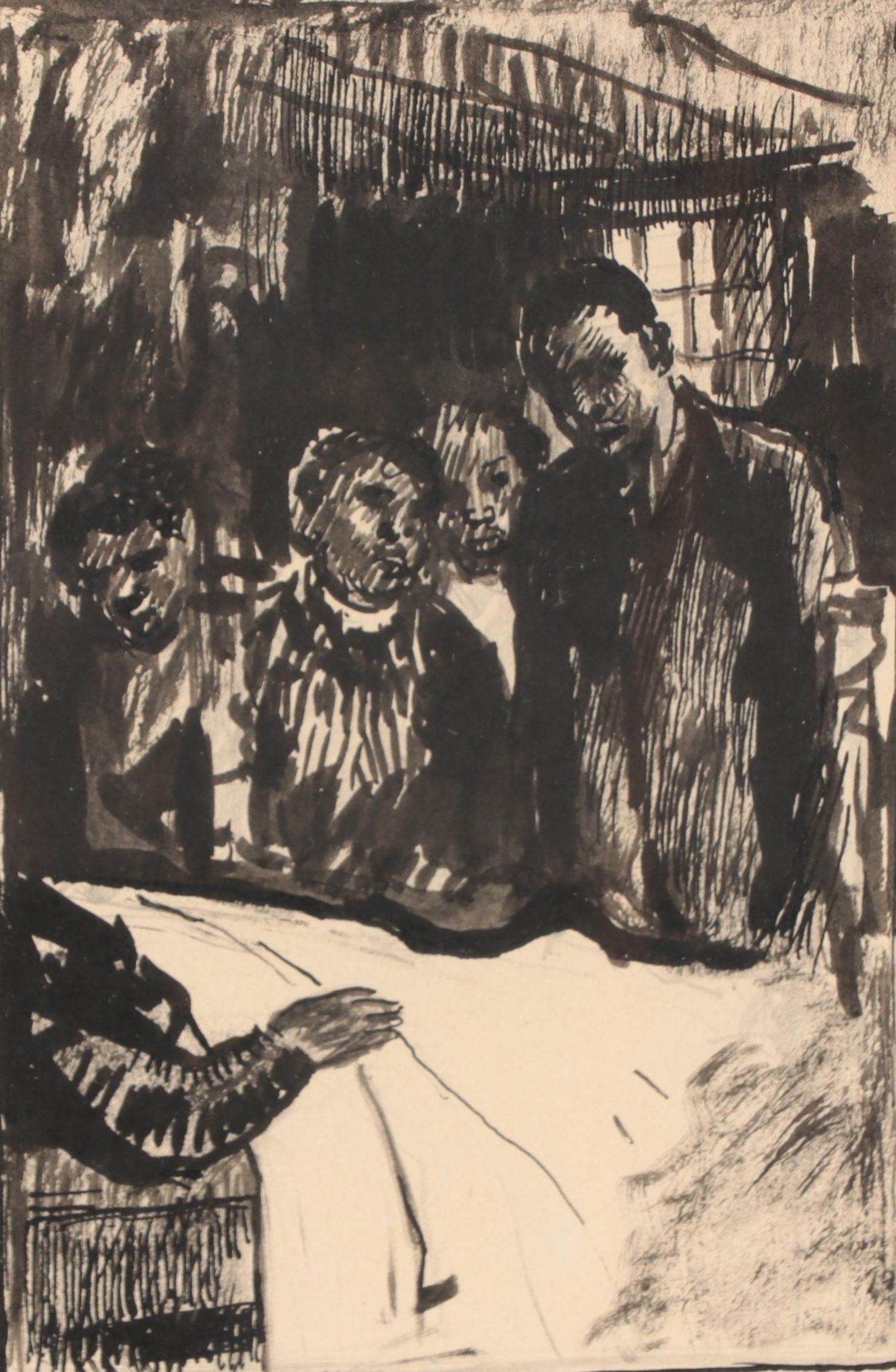 Francis Luis Mora Ink Drawing of Figures