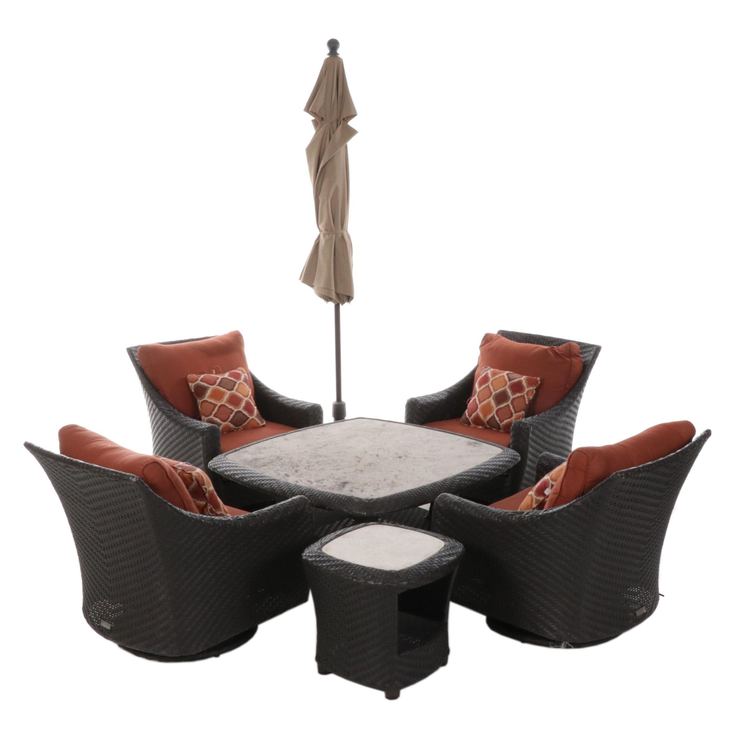 Brown Jordan "Highland" Faux Rattan Patio Furniture and Sunbrella