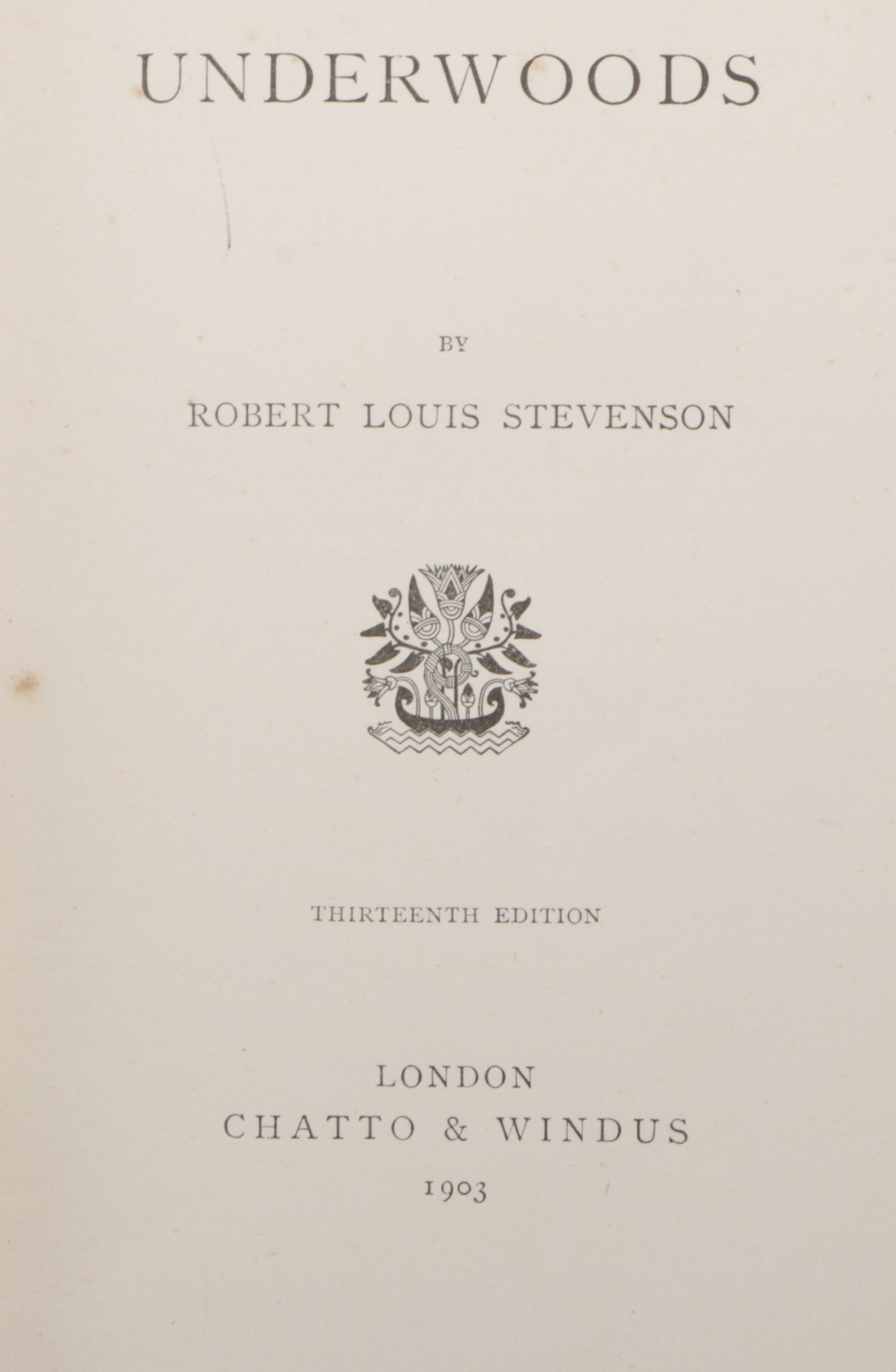 Julia Huxley Signed "Underwoods" by Robert Louis Stevenson, 1903