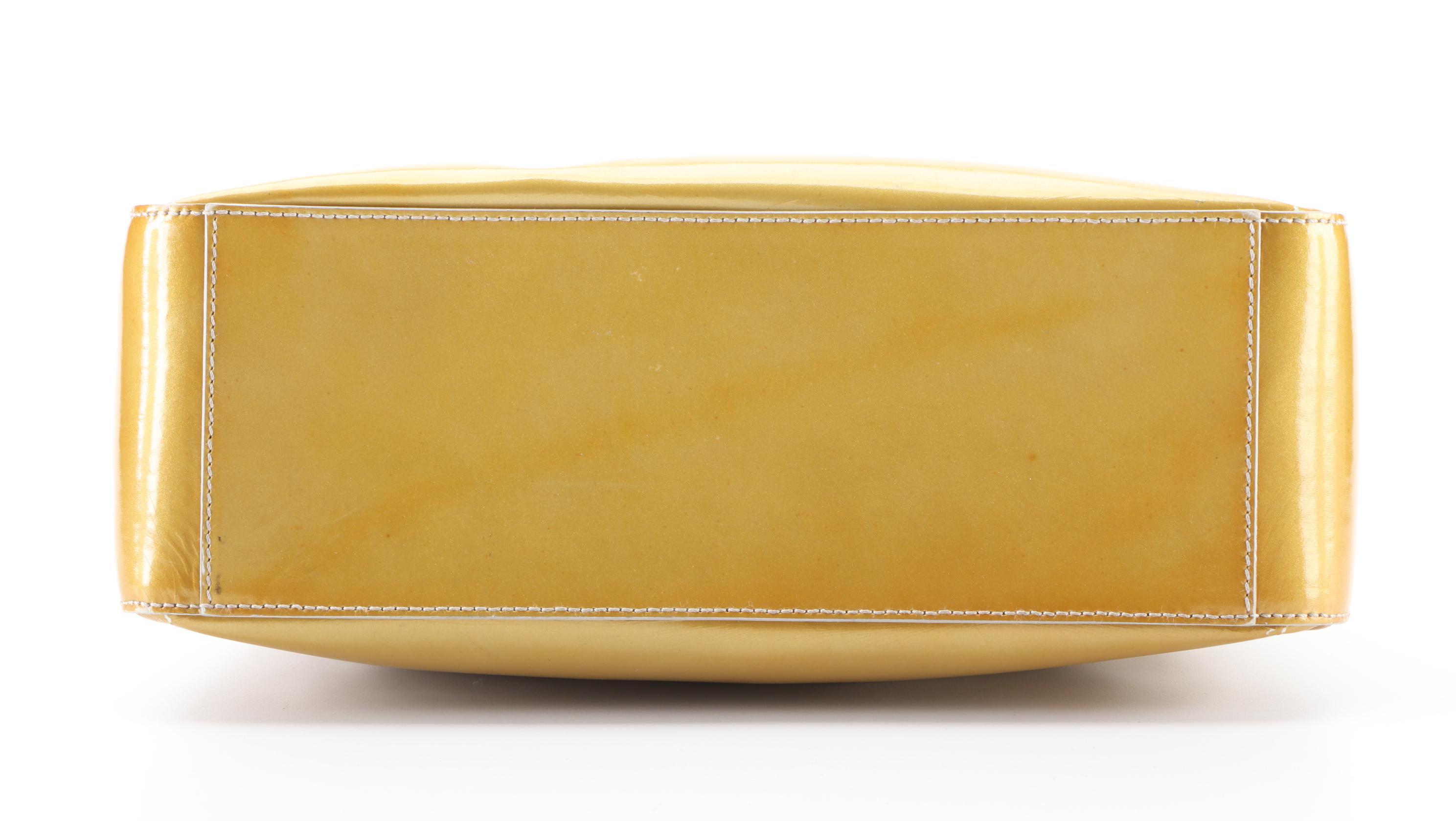 Prada Slim Structured Hobo Bag in Metallic Gold Patent Leather