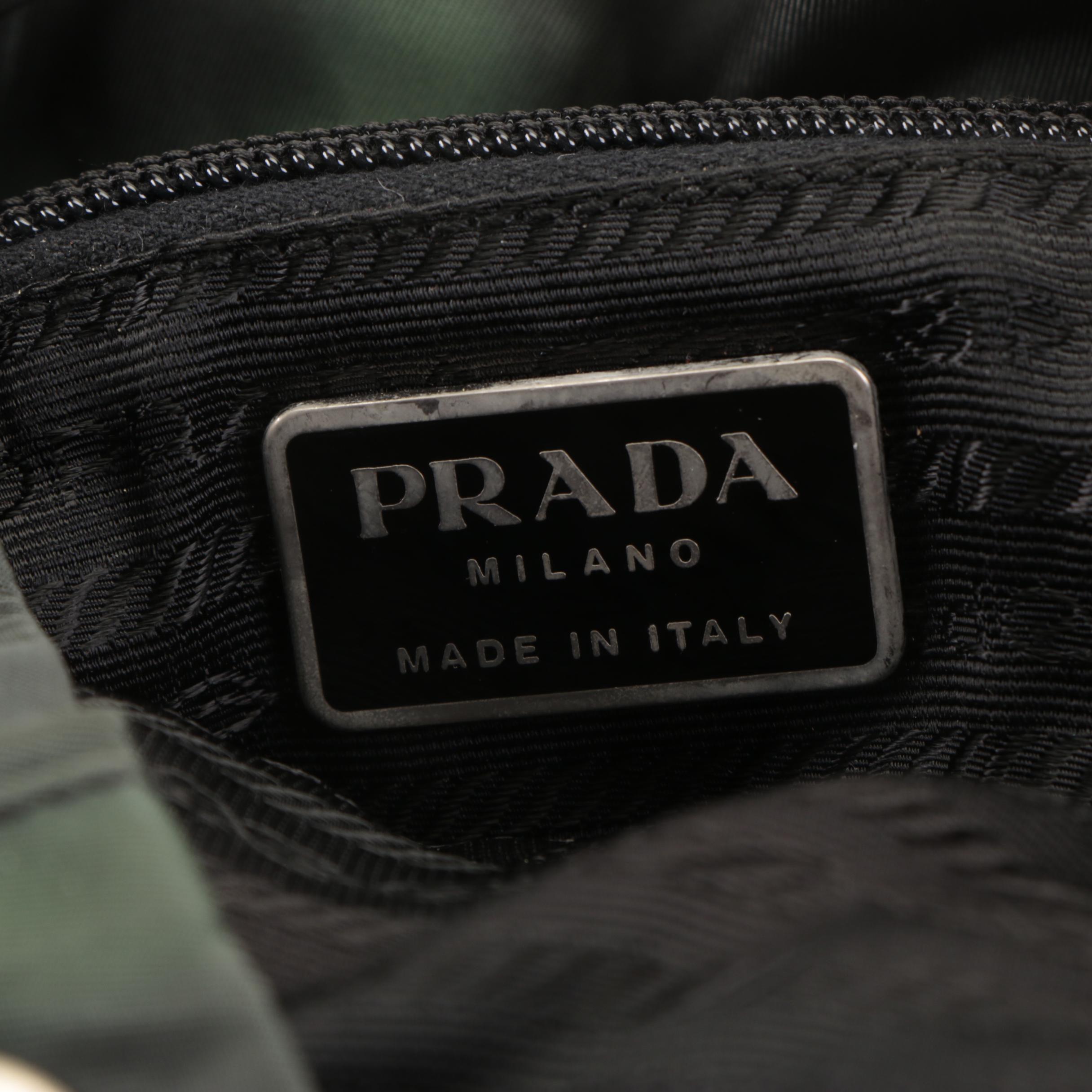 Prada Small Backpack in Green Nylon Tessuto and Black Leather