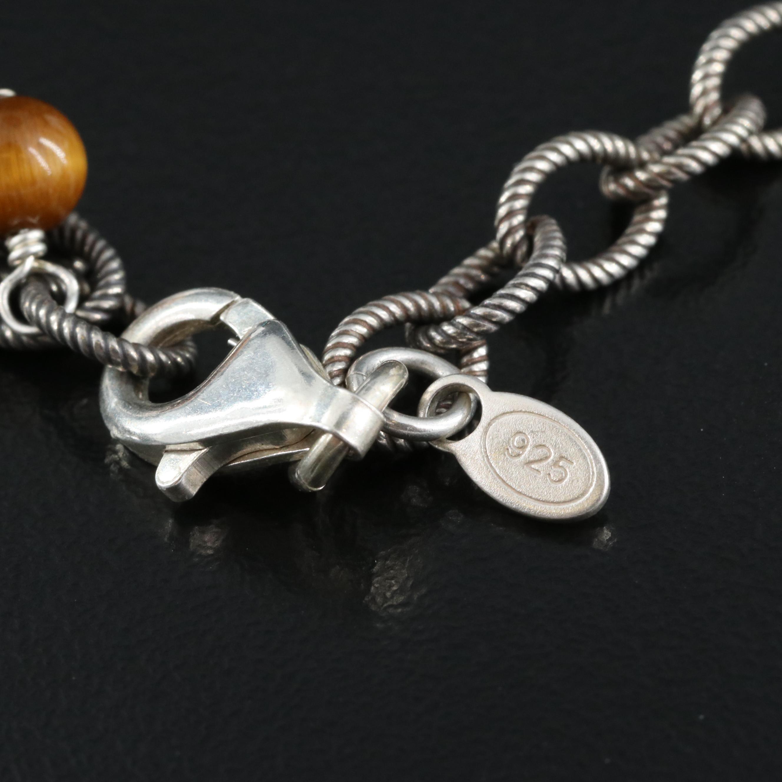Sterling Necklace with Tiger's Eye, Sodalite and Carnelian